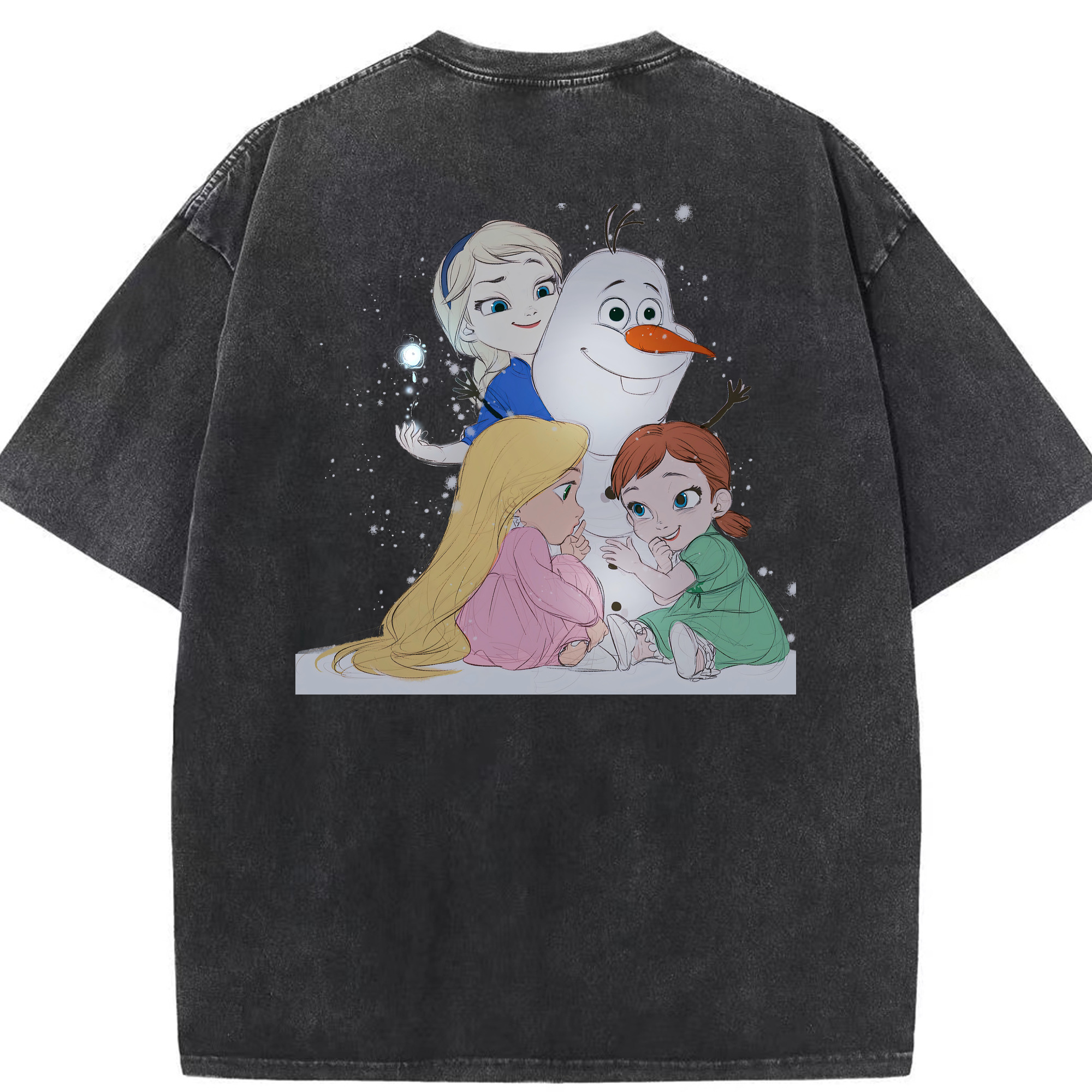 （画像用） アナと雪の女王 アンナ エルサ Frozen Anna Elsa 綿100% ヴィンテージ風 半袖Tシャツ（背面プリント）