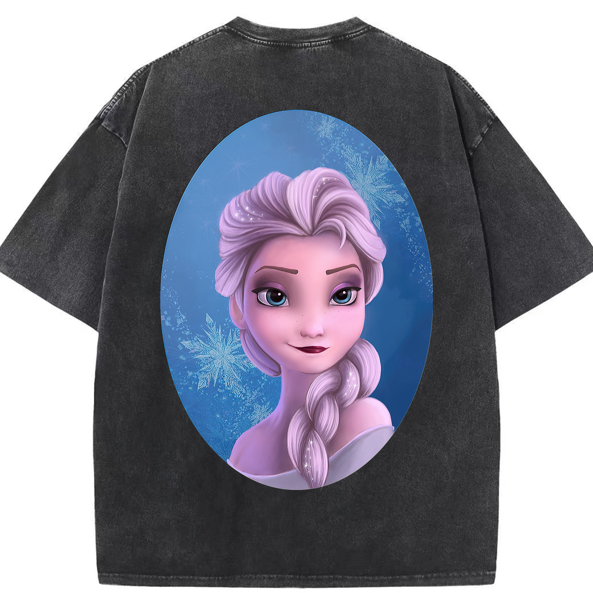 （画像用） アナと雪の女王 アンナ エルサ Frozen Anna Elsa 綿100% ヴィンテージ風 半袖Tシャツ（背面プリント）