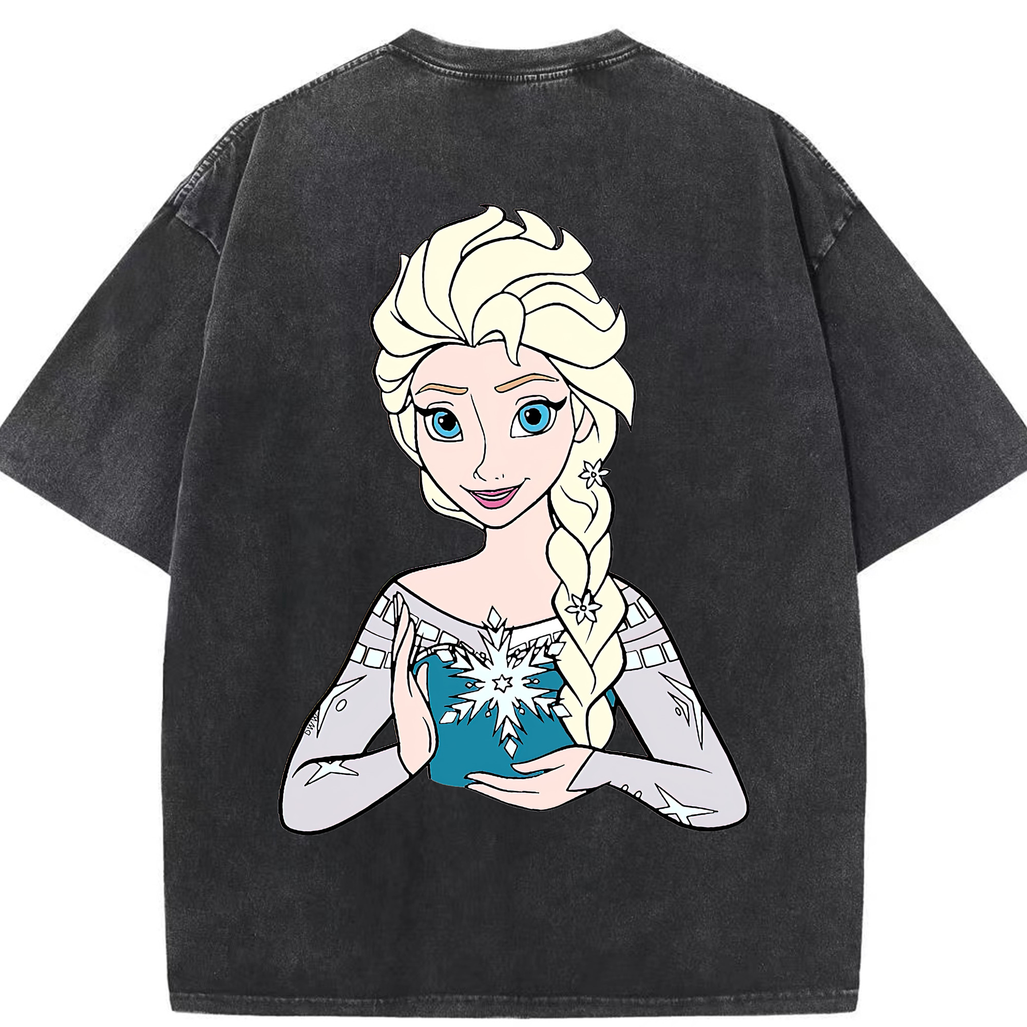 （画像用） アナと雪の女王 アンナ エルサ Frozen Anna Elsa 綿100% ヴィンテージ風 半袖Tシャツ（背面プリント）