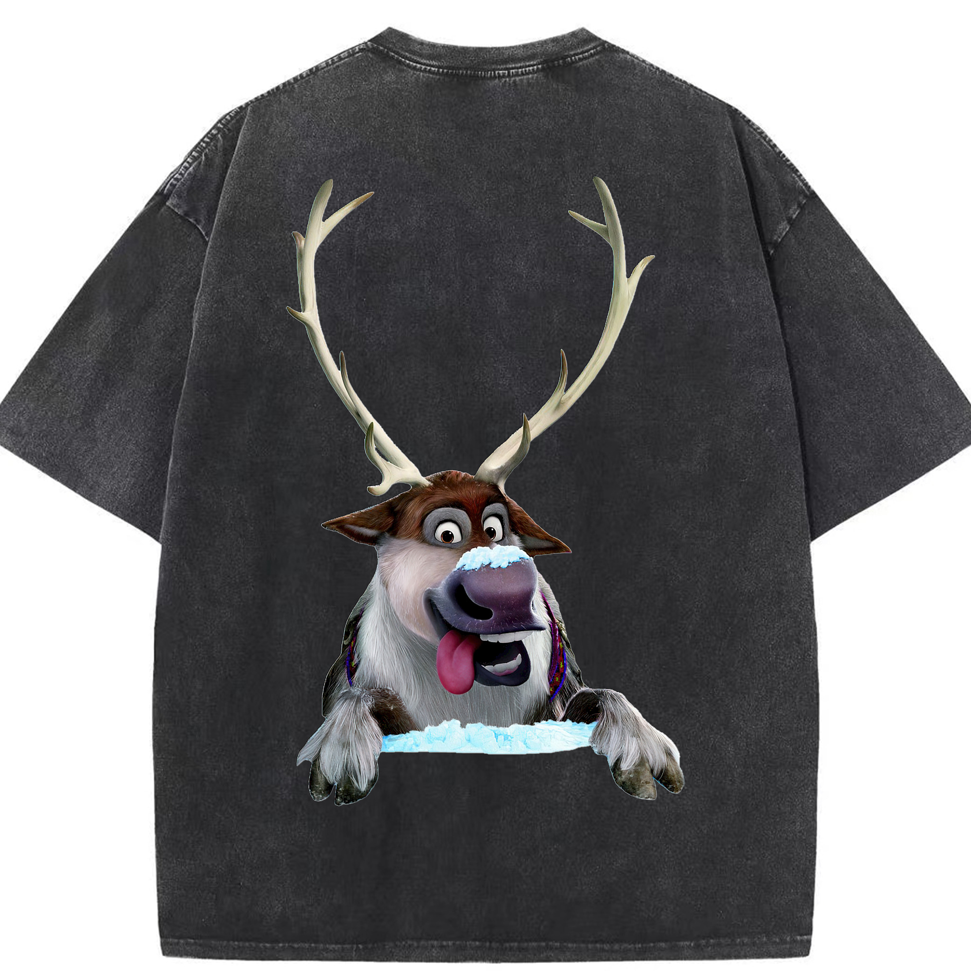 （画像用） アナと雪の女王 アンナ エルサ Frozen Anna Elsa 綿100% ヴィンテージ風 半袖Tシャツ（背面プリント）