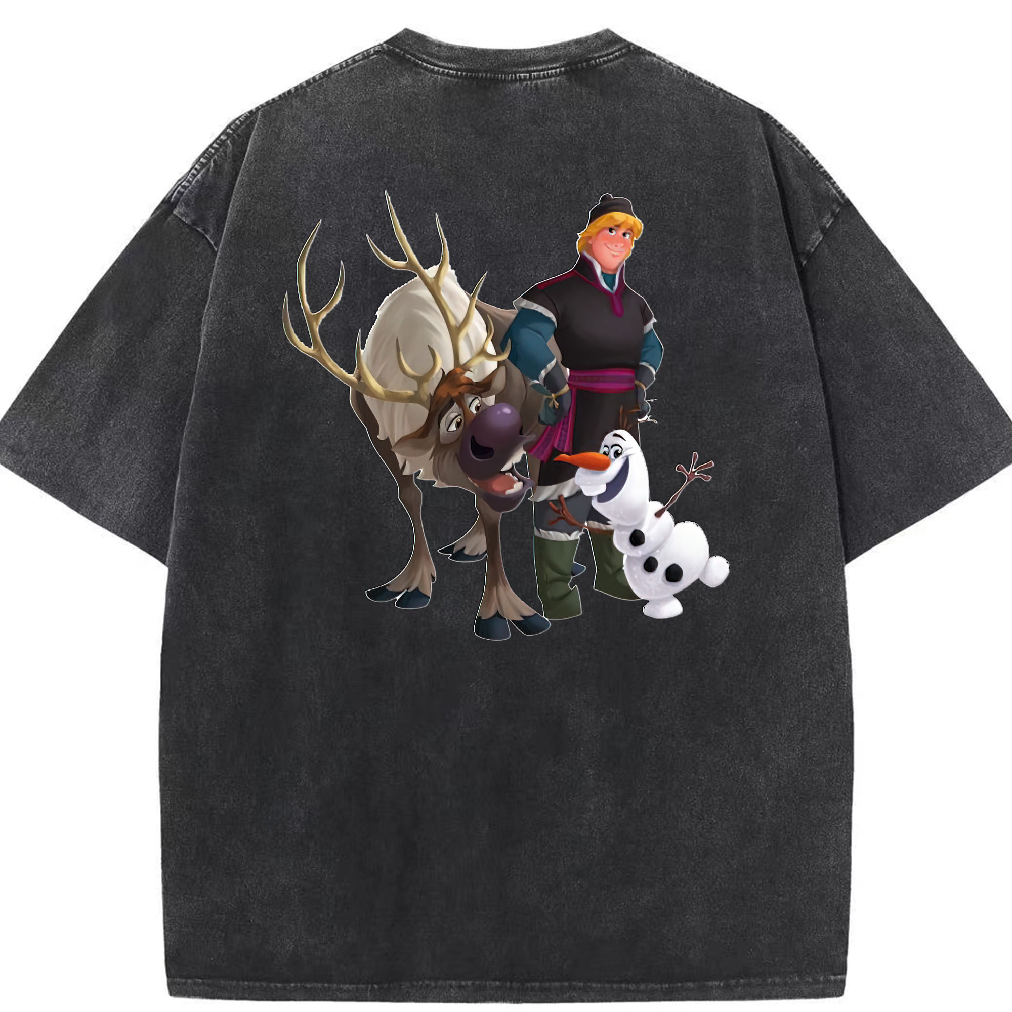 （画像用） アナと雪の女王 アンナ エルサ Frozen Anna Elsa 綿100% ヴィンテージ風 半袖Tシャツ（背面プリント）
