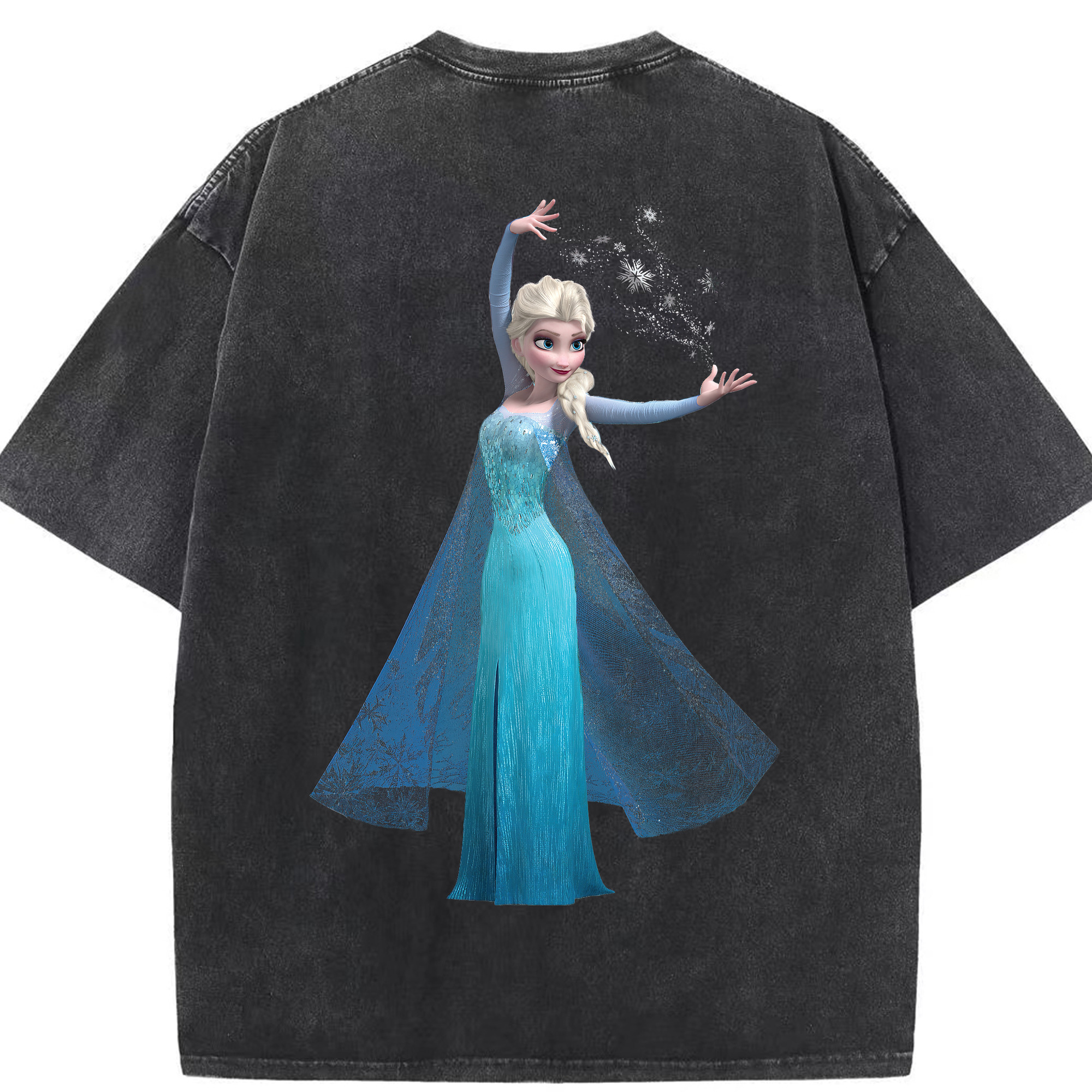 （画像用） アナと雪の女王 アンナ エルサ Frozen Anna Elsa 綿100% ヴィンテージ風 半袖Tシャツ（背面プリント）