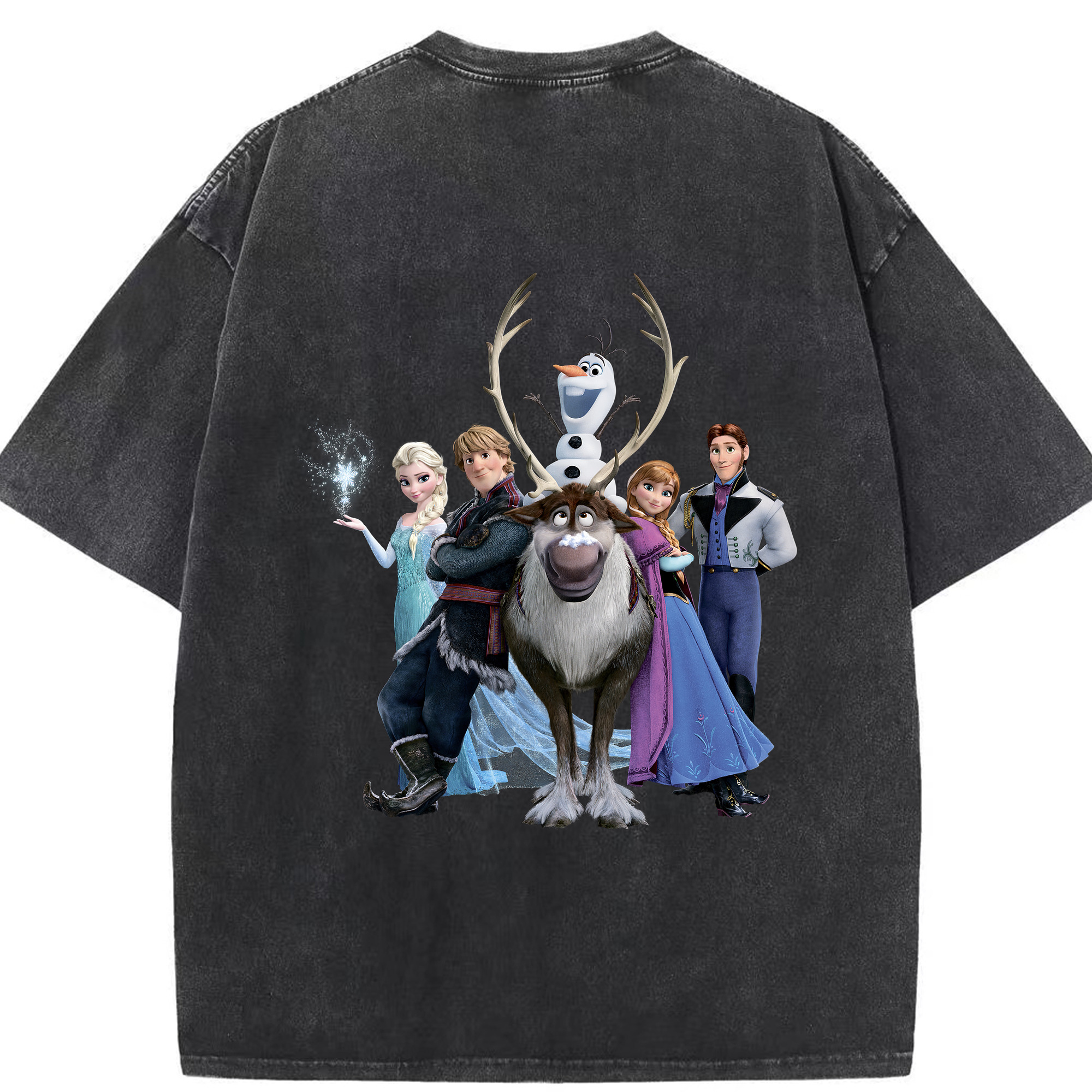 （画像用） アナと雪の女王 アンナ エルサ Frozen Anna Elsa 綿100% ヴィンテージ風 半袖Tシャツ（背面プリント）
