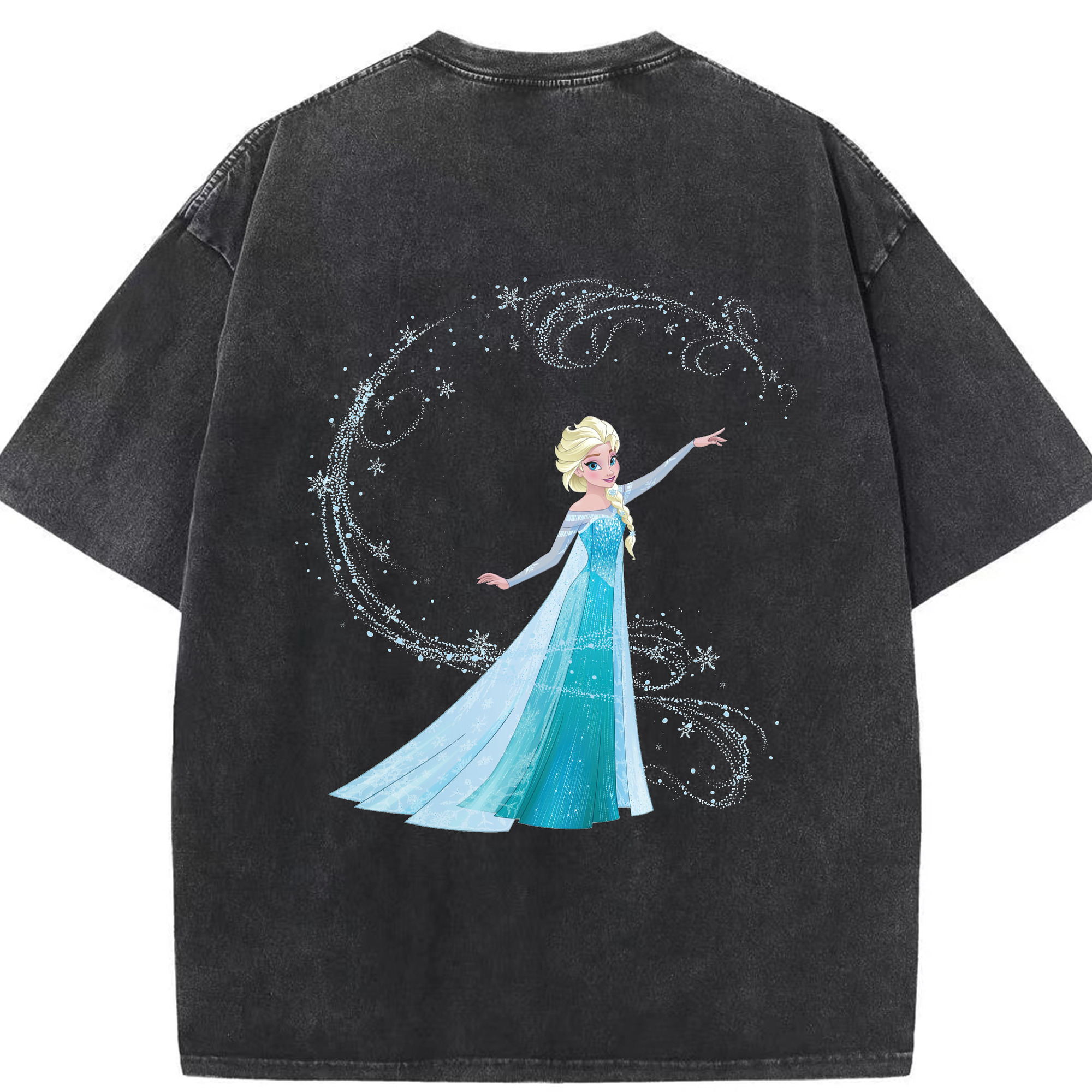 （画像用） アナと雪の女王 アンナ エルサ Frozen Anna Elsa 綿100% ヴィンテージ風 半袖Tシャツ（背面プリント）
