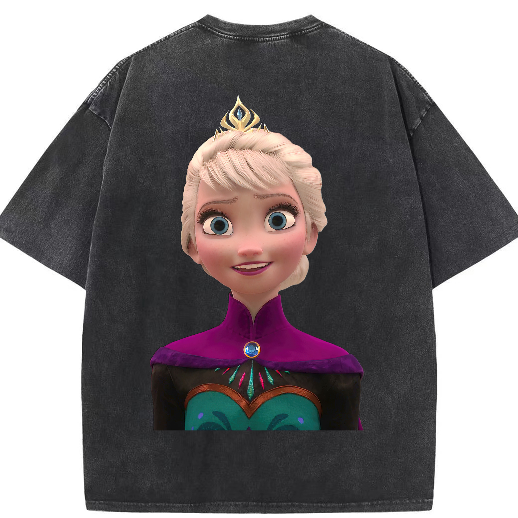 （画像用） アナと雪の女王 アンナ エルサ Frozen Anna Elsa 綿100% ヴィンテージ風 半袖Tシャツ（背面プリント）