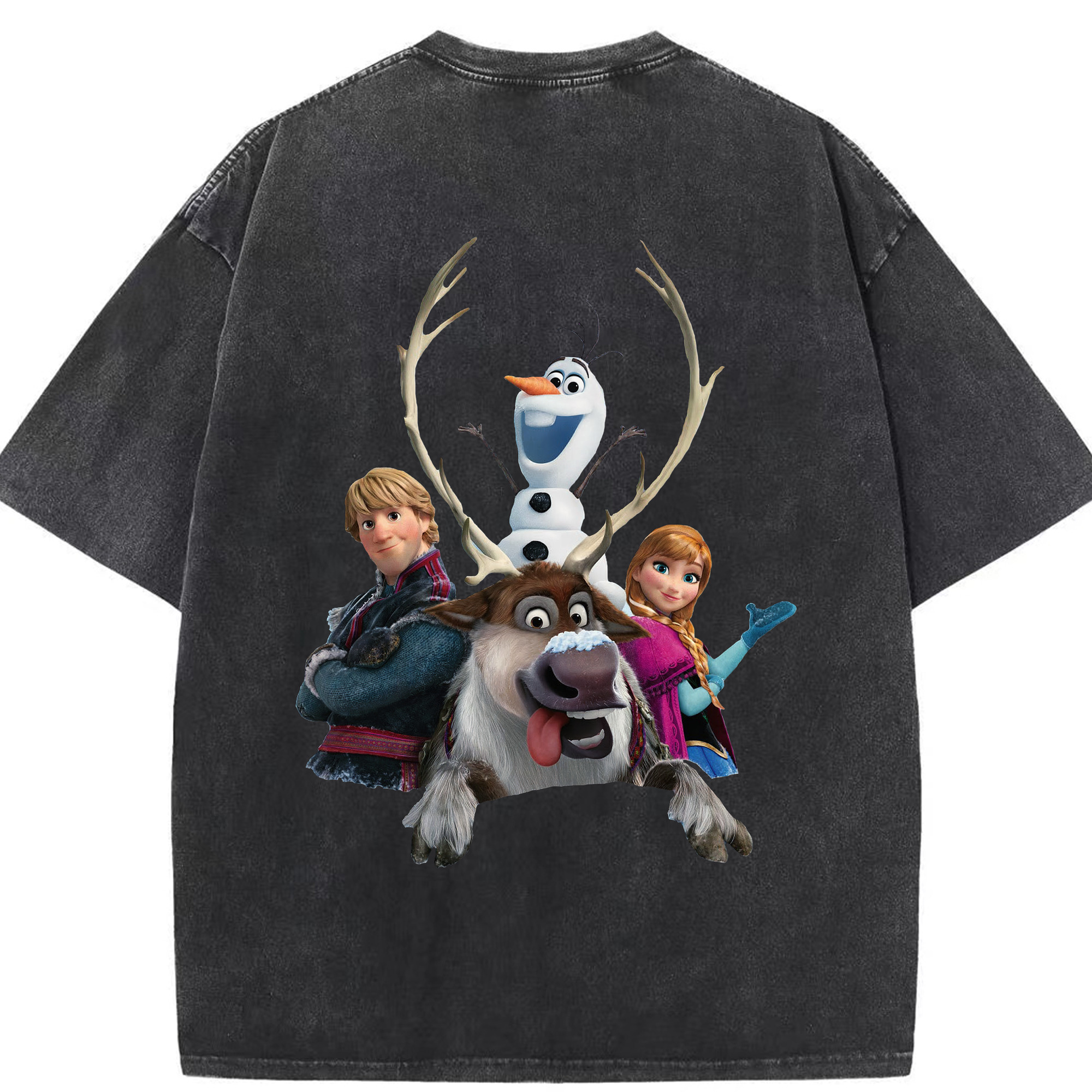 （画像用） アナと雪の女王 アンナ エルサ Frozen Anna Elsa 綿100% ヴィンテージ風 半袖Tシャツ（背面プリント）
