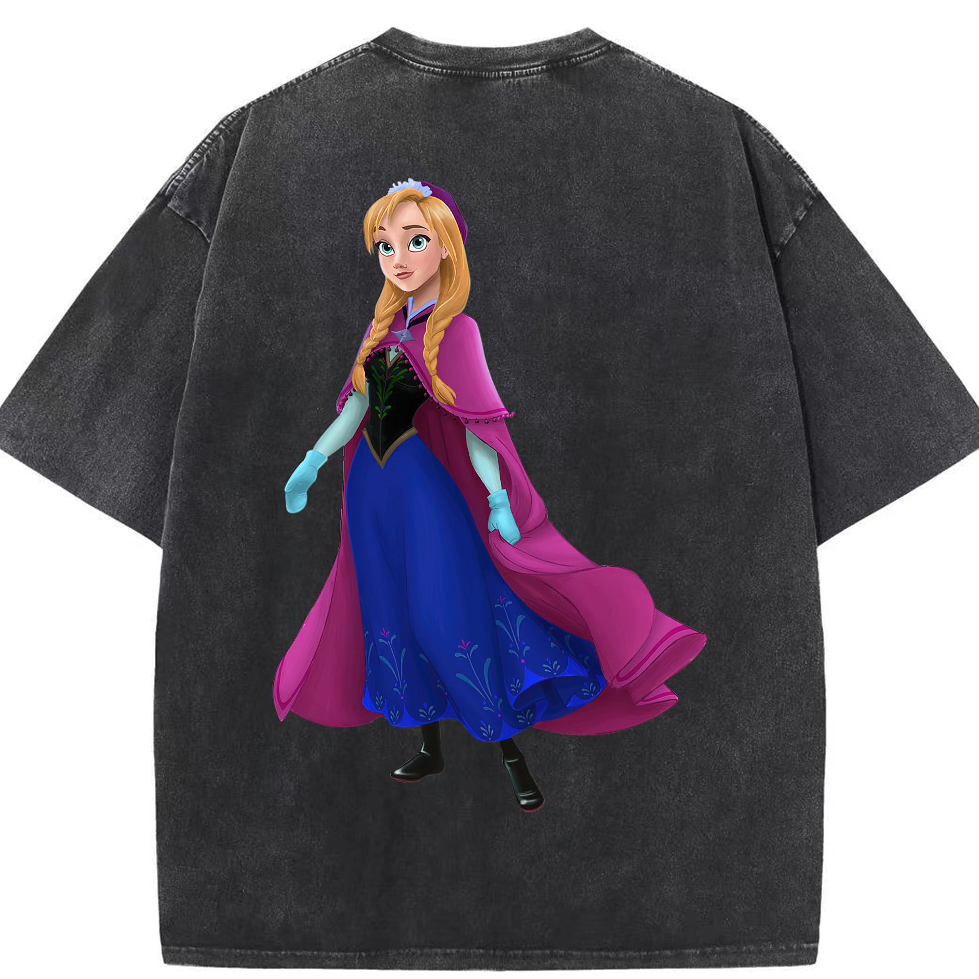 （画像用） アナと雪の女王 アンナ エルサ Frozen Anna Elsa 綿100% ヴィンテージ風 半袖Tシャツ（背面プリント）
