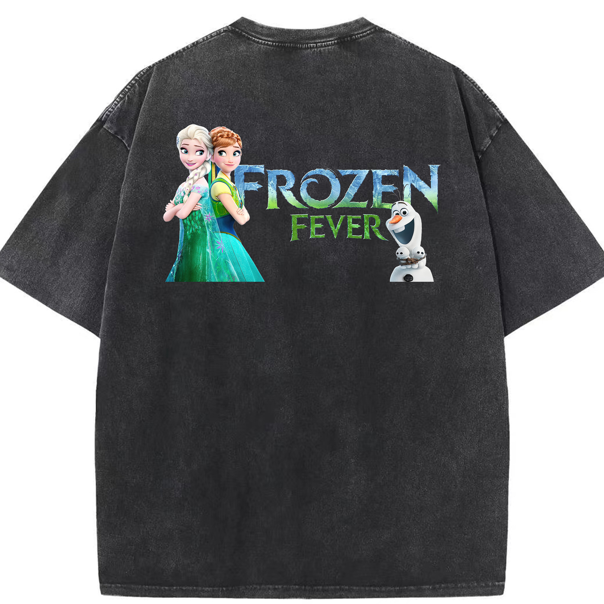 （画像用） アナと雪の女王 アンナ エルサ Frozen Anna Elsa 綿100% ヴィンテージ風 半袖Tシャツ（背面プリント）