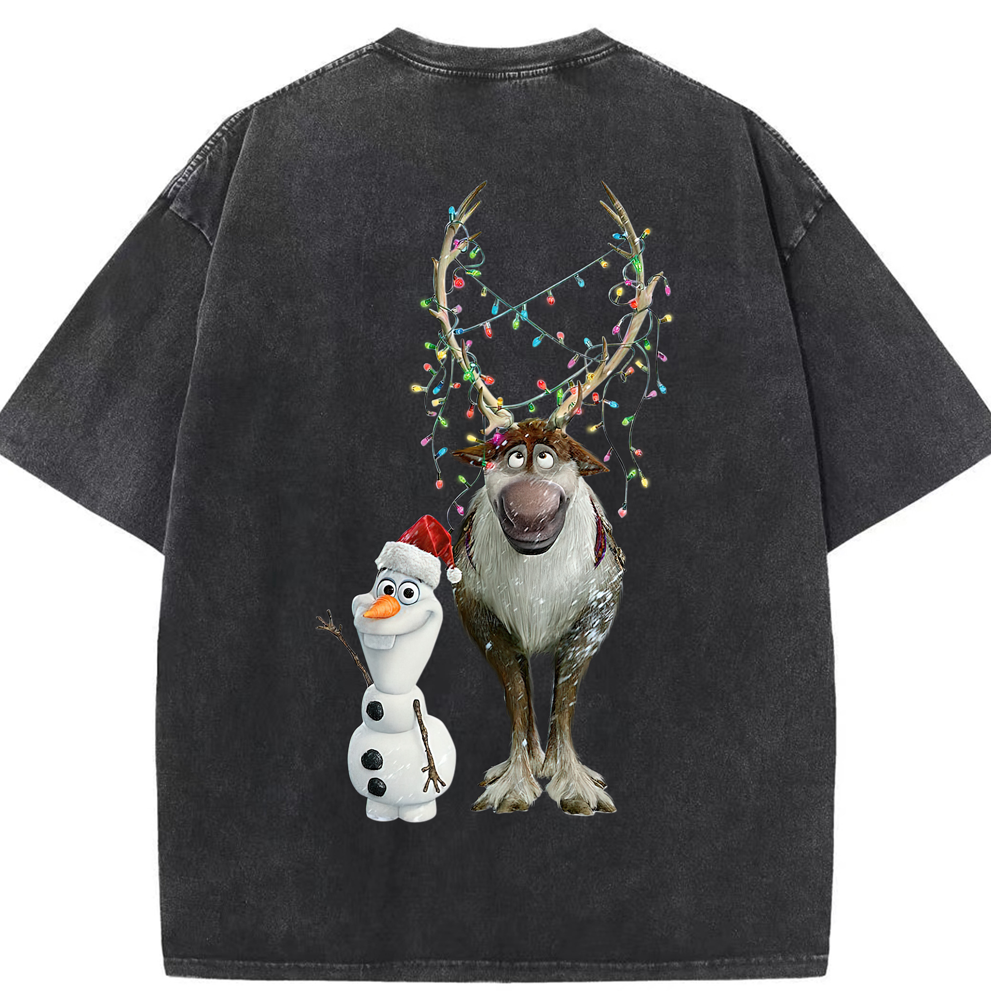 （画像用） アナと雪の女王 アンナ エルサ Frozen Anna Elsa 綿100% ヴィンテージ風 半袖Tシャツ（背面プリント）