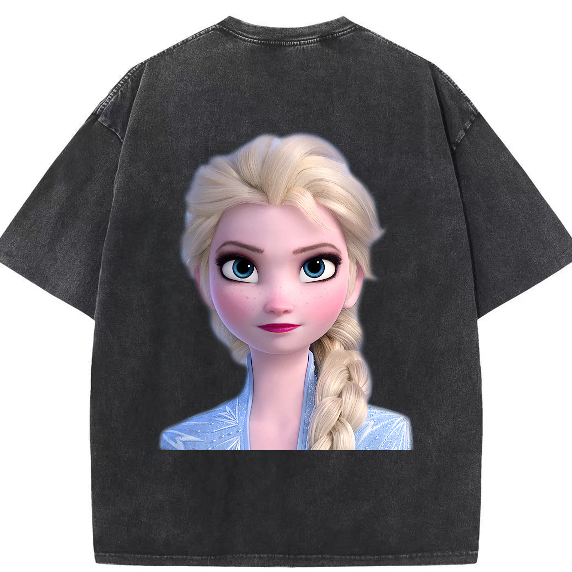 （画像用） アナと雪の女王 アンナ エルサ Frozen Anna Elsa 綿100% ヴィンテージ風 半袖Tシャツ（背面プリント）