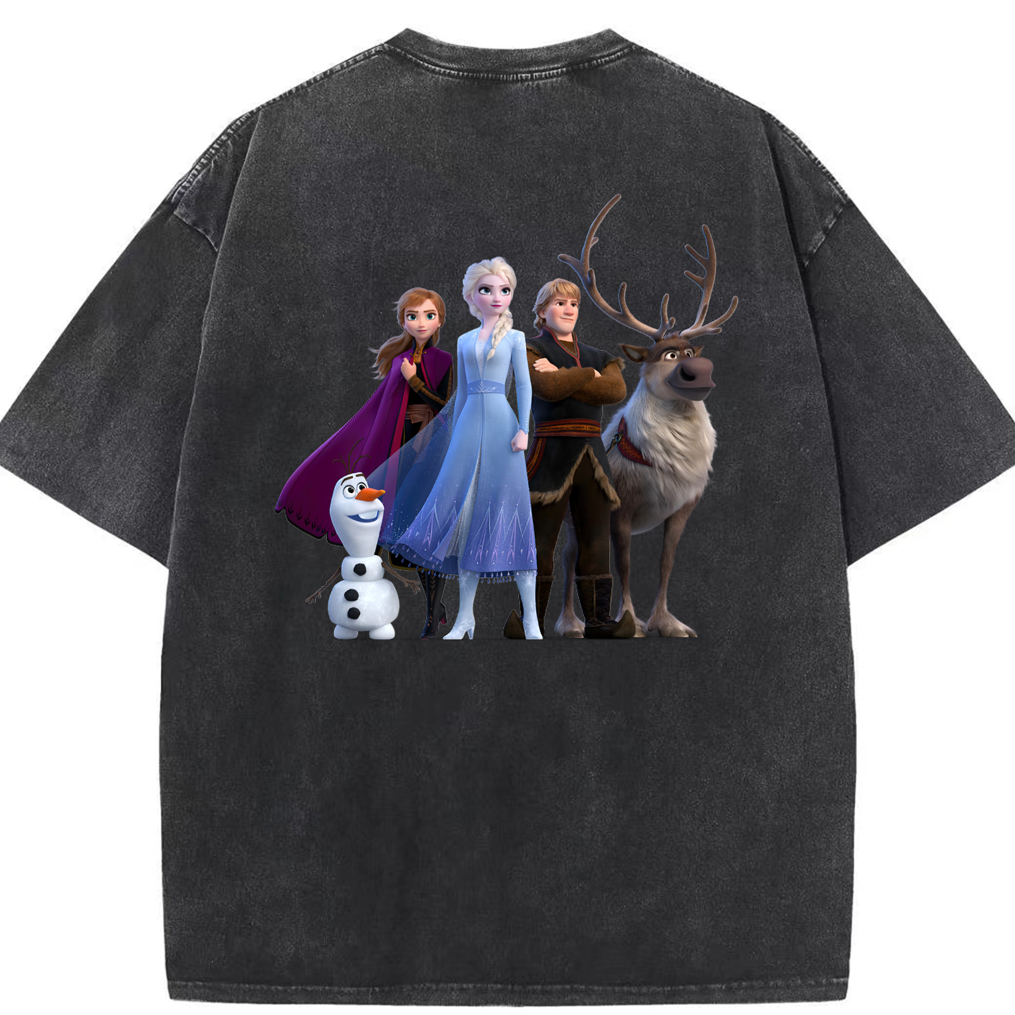 （画像用） アナと雪の女王 アンナ エルサ Frozen Anna Elsa 綿100% ヴィンテージ風 半袖Tシャツ（背面プリント）