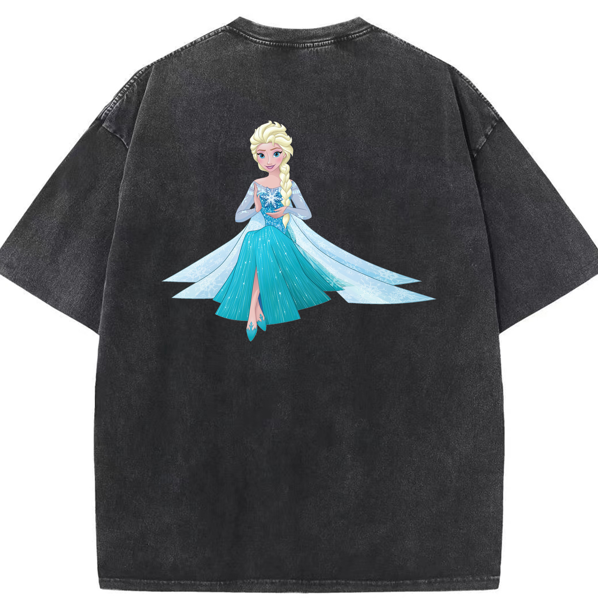 （画像用） アナと雪の女王 アンナ エルサ Frozen Anna Elsa 綿100% ヴィンテージ風 半袖Tシャツ（背面プリント）