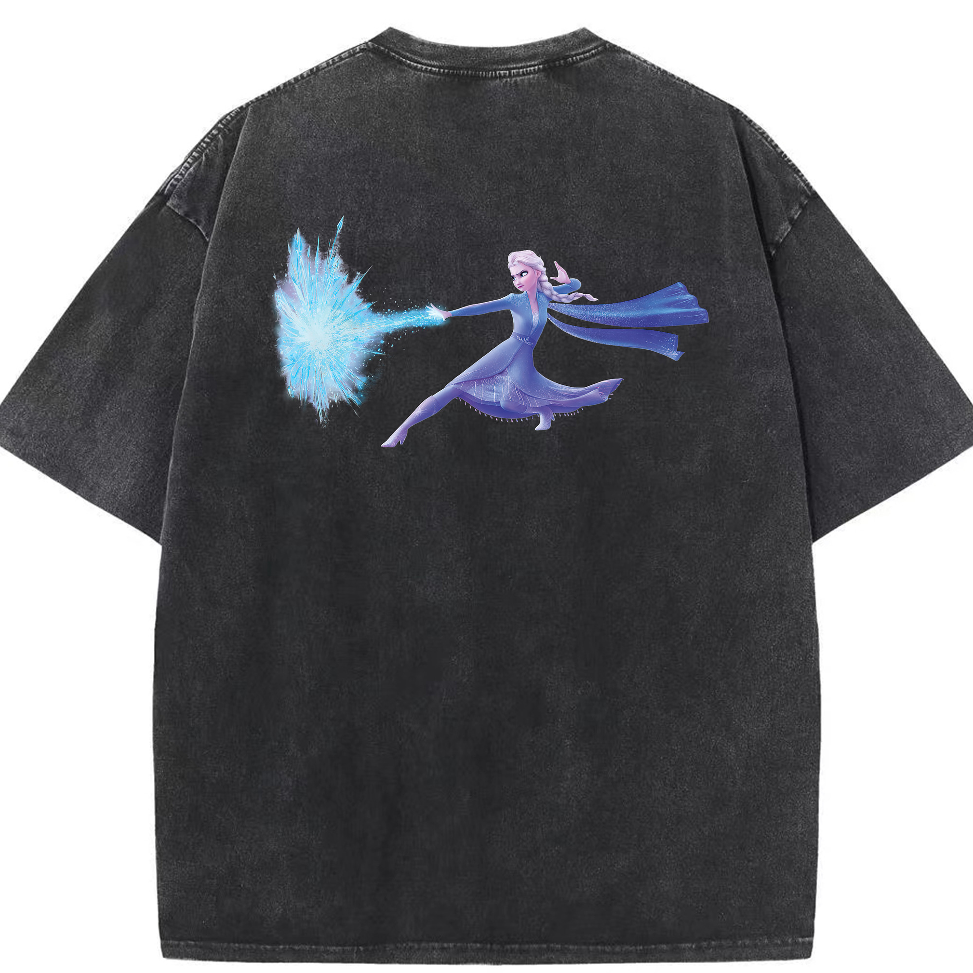 （画像用） アナと雪の女王 アンナ エルサ Frozen Anna Elsa 綿100% ヴィンテージ風 半袖Tシャツ（背面プリント）