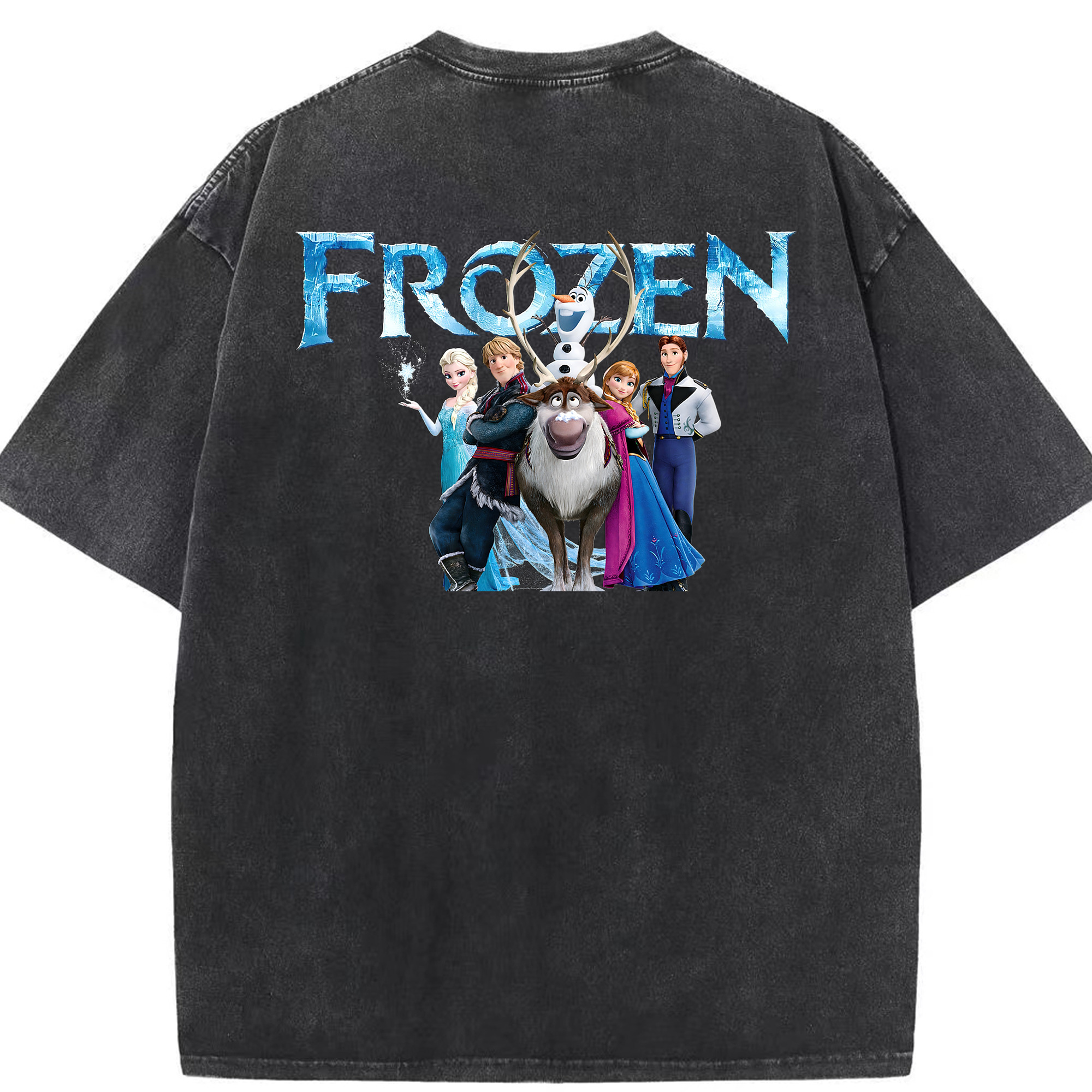 （画像用） アナと雪の女王 アンナ エルサ Frozen Anna Elsa 綿100% ヴィンテージ風 半袖Tシャツ（背面プリント）