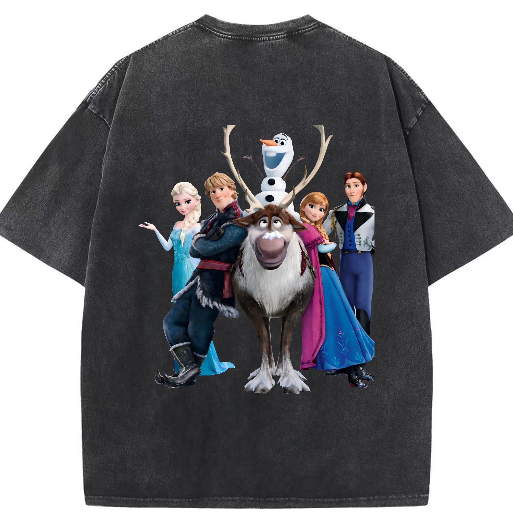 （画像用） アナと雪の女王 アンナ エルサ Frozen Anna Elsa 綿100% ヴィンテージ風 半袖Tシャツ（背面プリント）