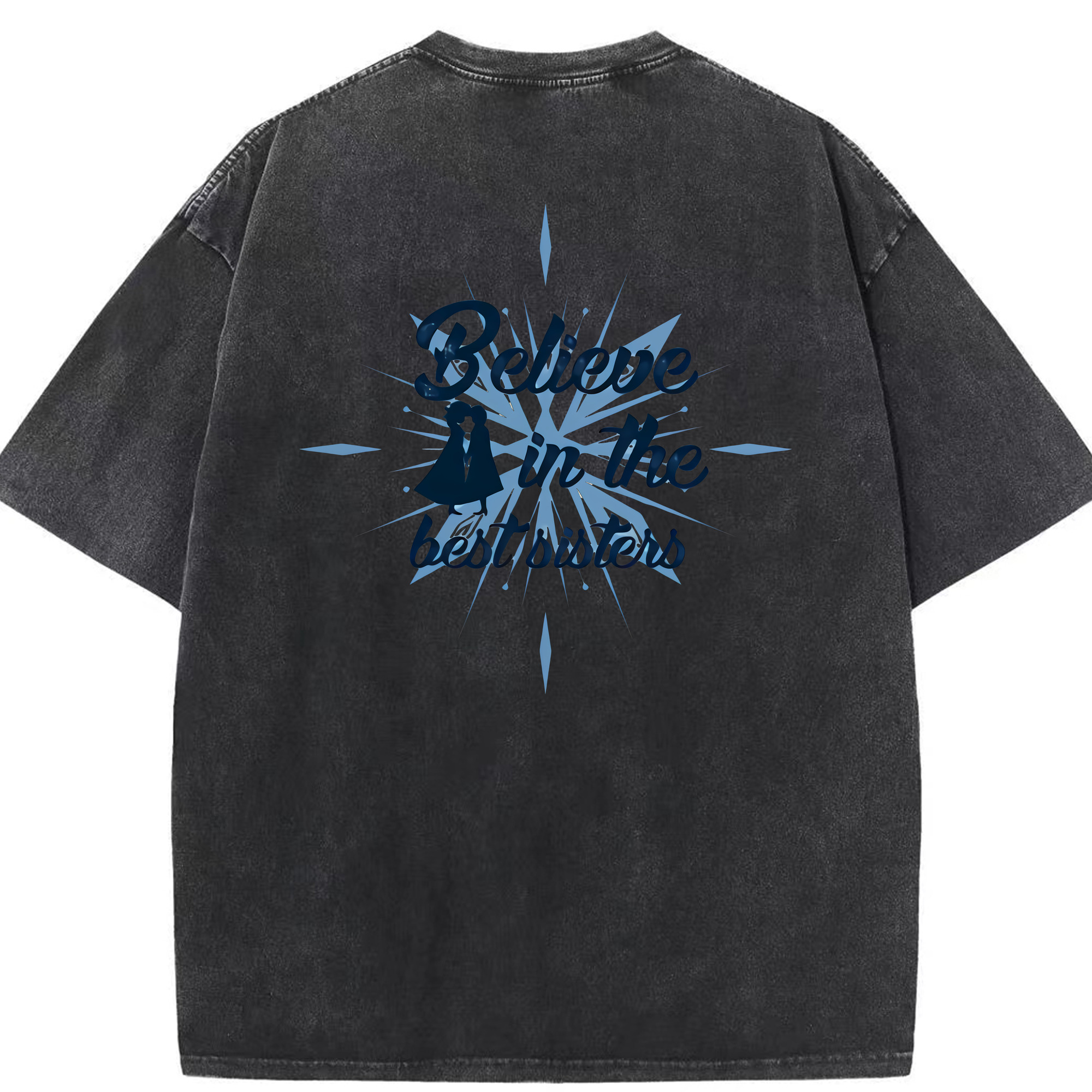 （画像用） アナと雪の女王 アンナ エルサ Frozen Anna Elsa 綿100% ヴィンテージ風 半袖Tシャツ（背面プリント）