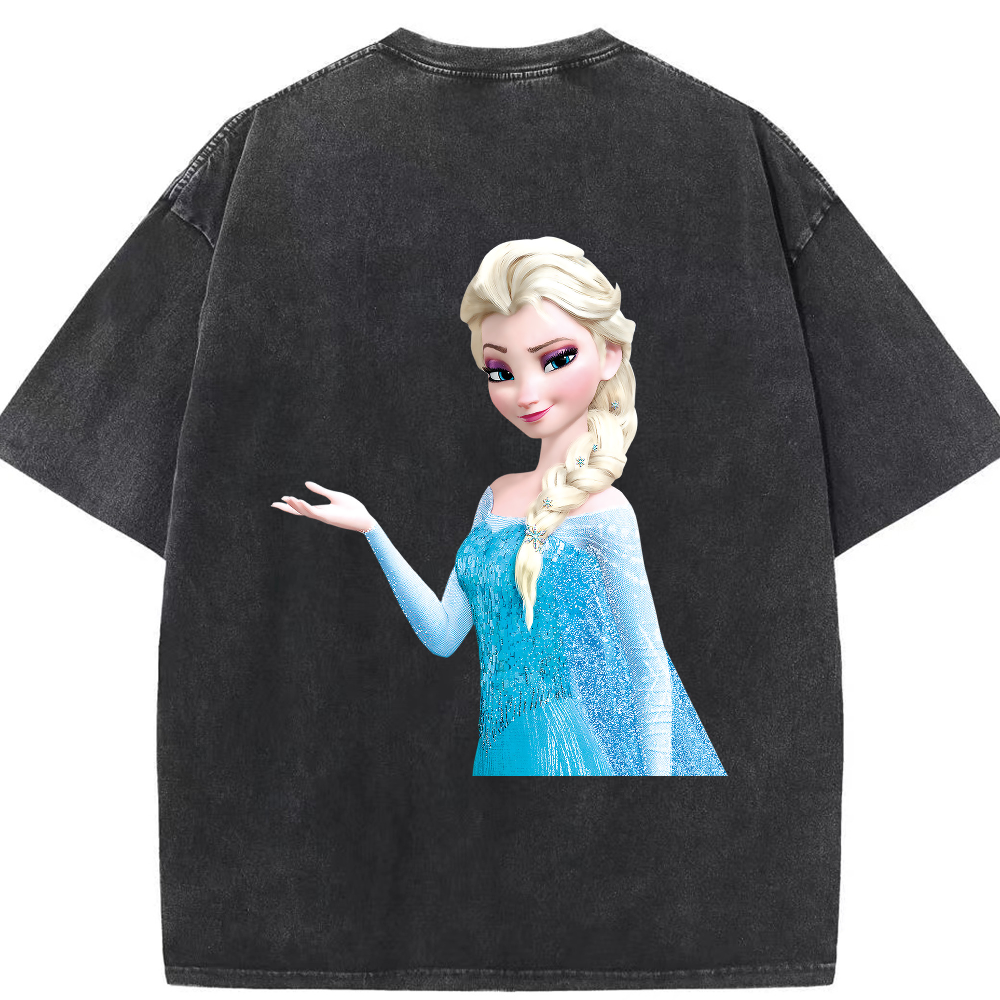 （画像用） アナと雪の女王 アンナ エルサ Frozen Anna Elsa 綿100% ヴィンテージ風 半袖Tシャツ（背面プリント）