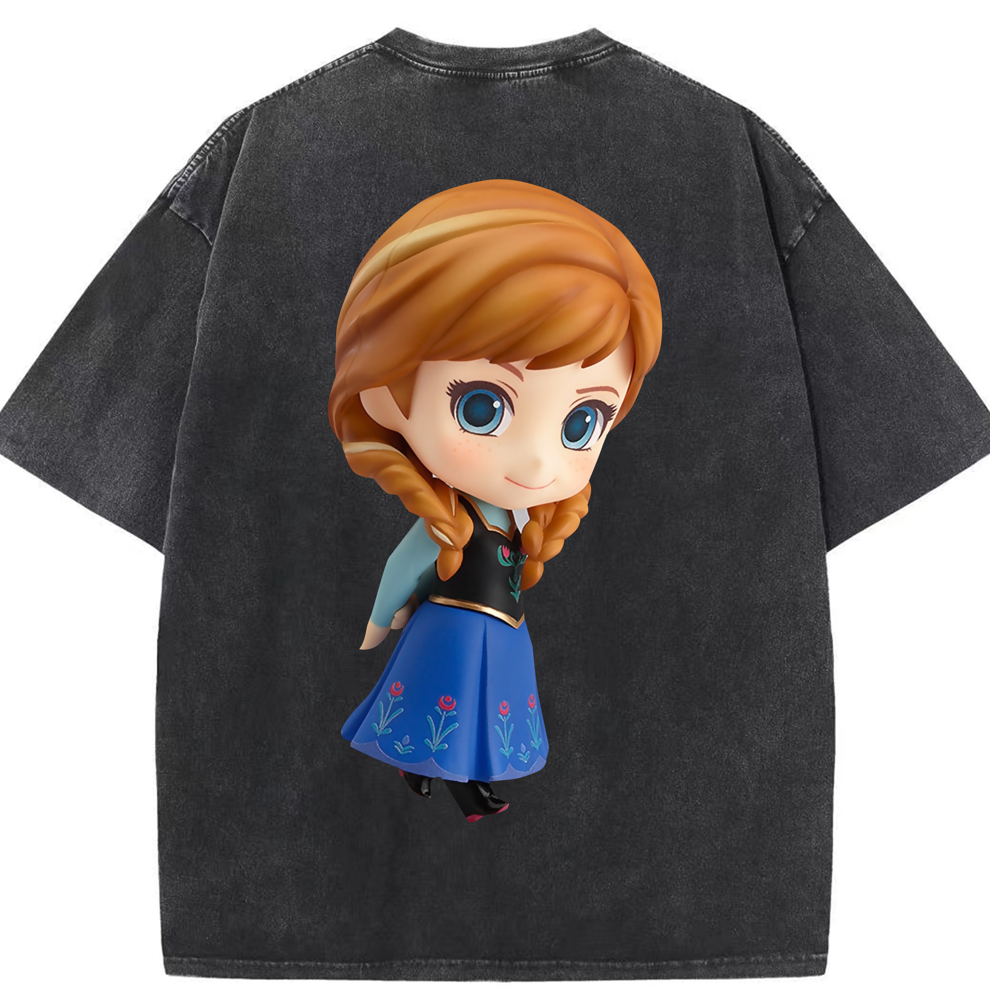 （画像用） アナと雪の女王 アンナ エルサ Frozen Anna Elsa 綿100% ヴィンテージ風 半袖Tシャツ（背面プリント）