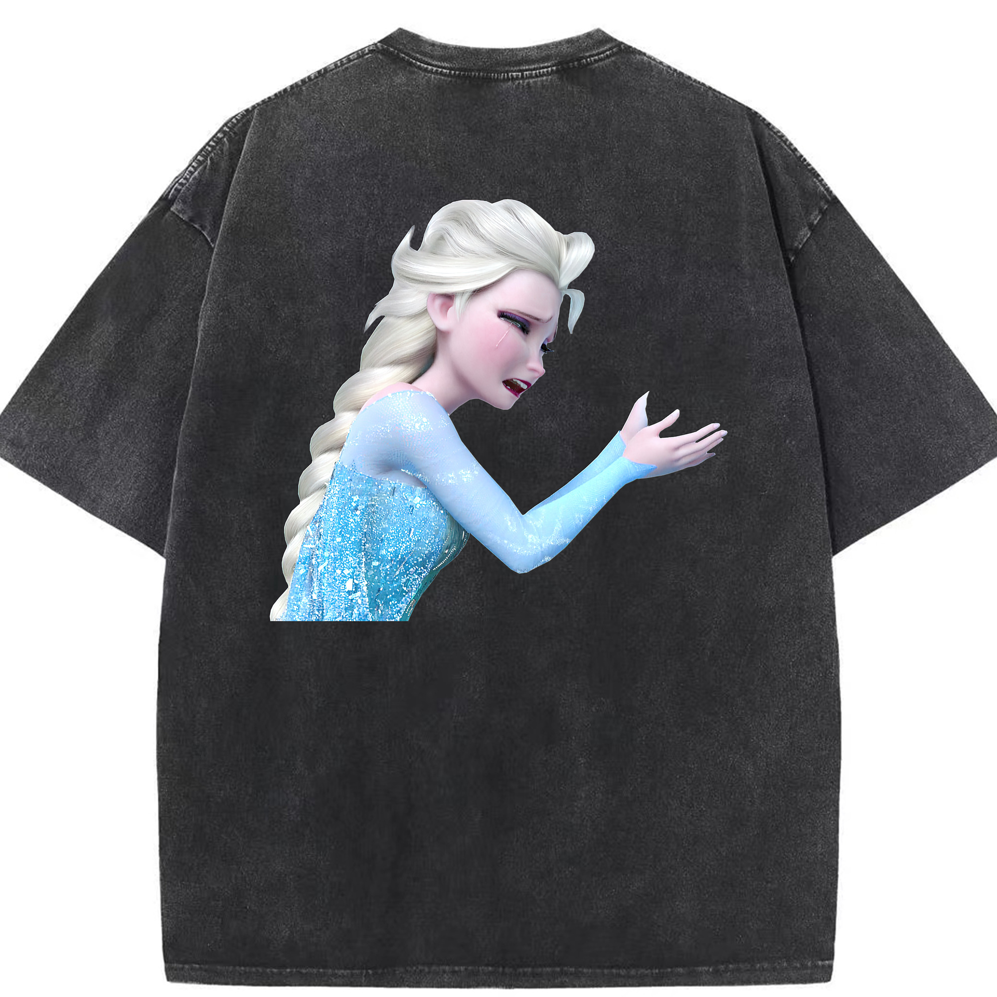 （画像用） アナと雪の女王 アンナ エルサ Frozen Anna Elsa 綿100% ヴィンテージ風 半袖Tシャツ（背面プリント）