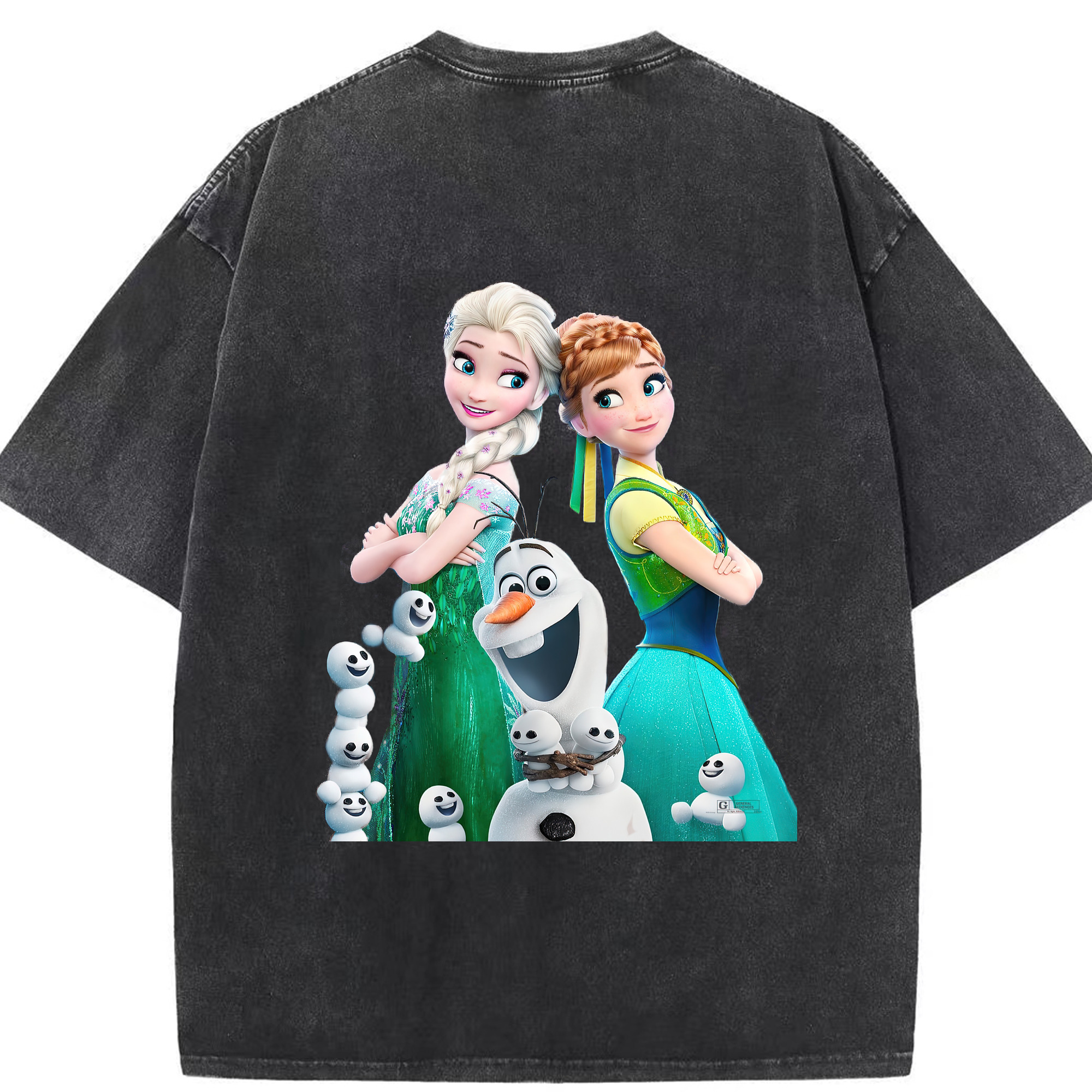 （画像用） アナと雪の女王 アンナ エルサ Frozen Anna Elsa 綿100% ヴィンテージ風 半袖Tシャツ（背面プリント）