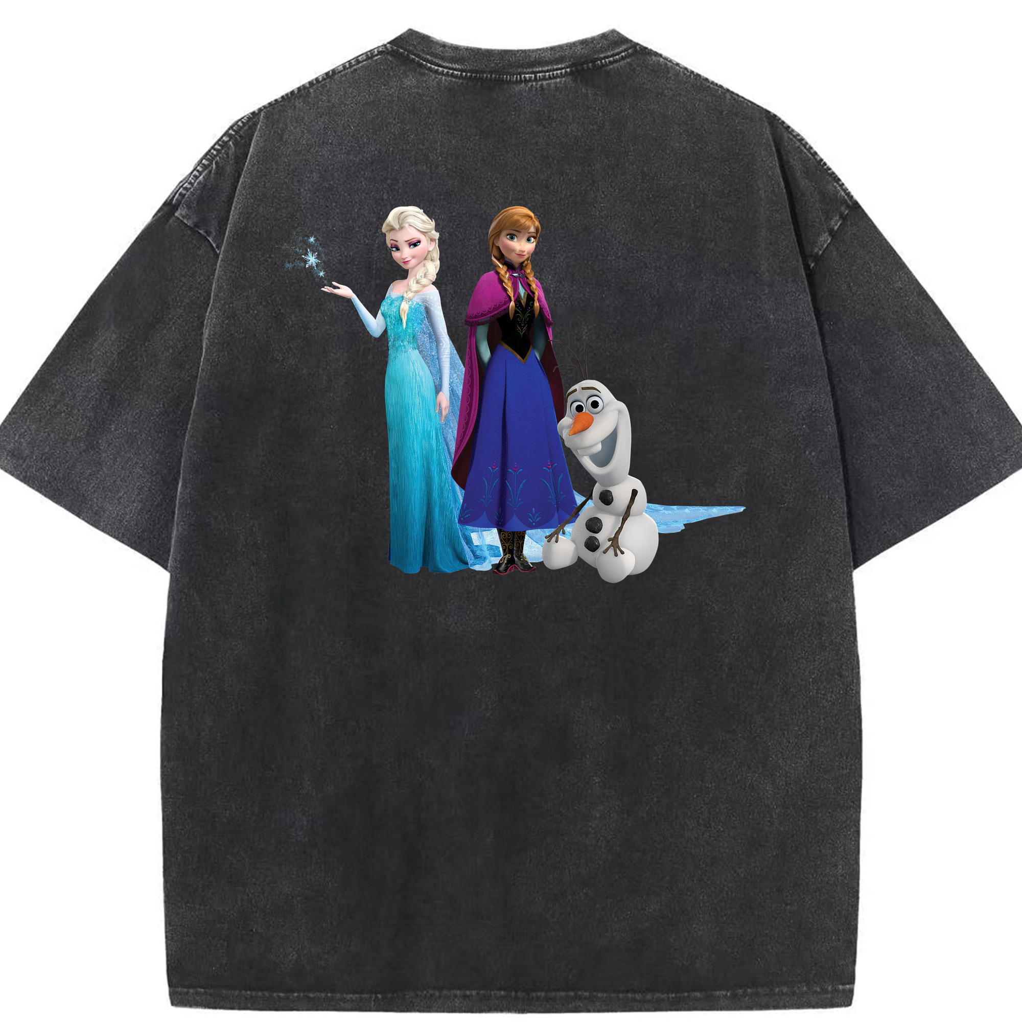 （画像用） アナと雪の女王 アンナ エルサ Frozen Anna Elsa 綿100% ヴィンテージ風 半袖Tシャツ（背面プリント）