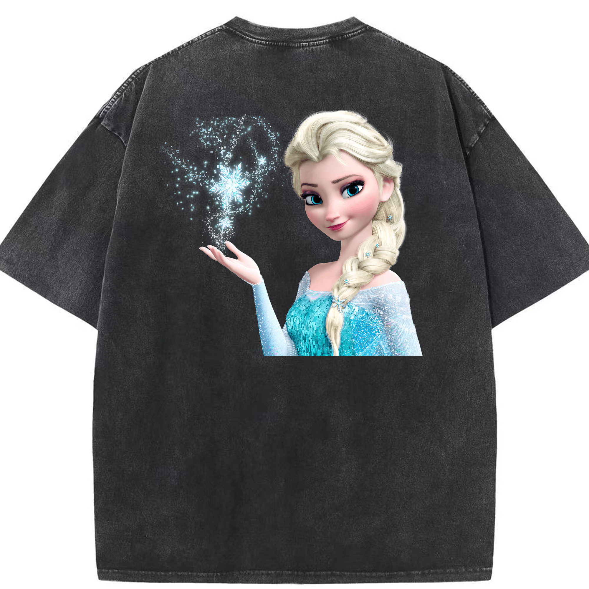 （画像用） アナと雪の女王 アンナ エルサ Frozen Anna Elsa 綿100% ヴィンテージ風 半袖Tシャツ（背面プリント）