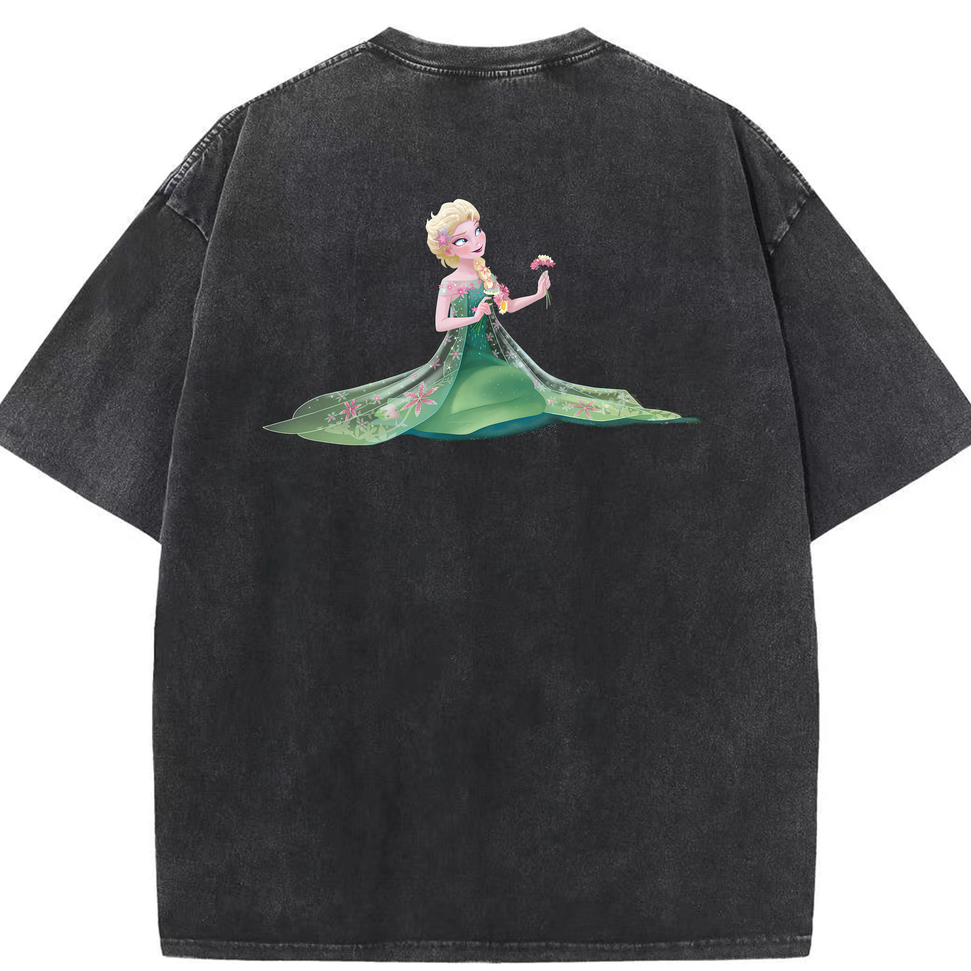 （画像用） アナと雪の女王 アンナ エルサ Frozen Anna Elsa 綿100% ヴィンテージ風 半袖Tシャツ（背面プリント）