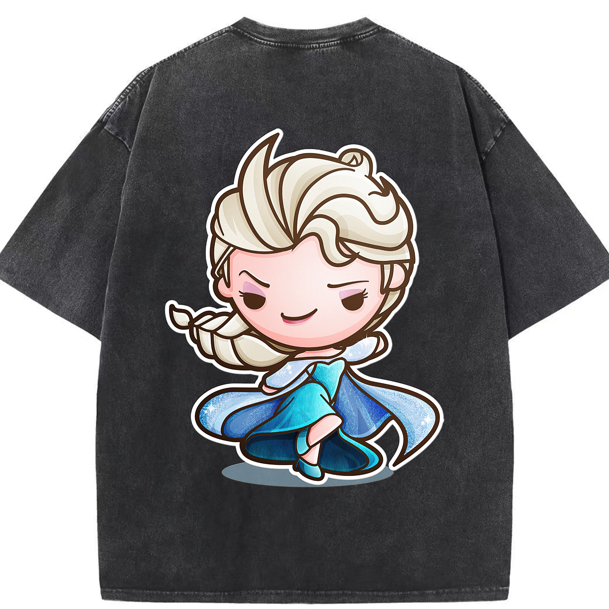 （画像用） アナと雪の女王 アンナ エルサ Frozen Anna Elsa 綿100% ヴィンテージ風 半袖Tシャツ（背面プリント）