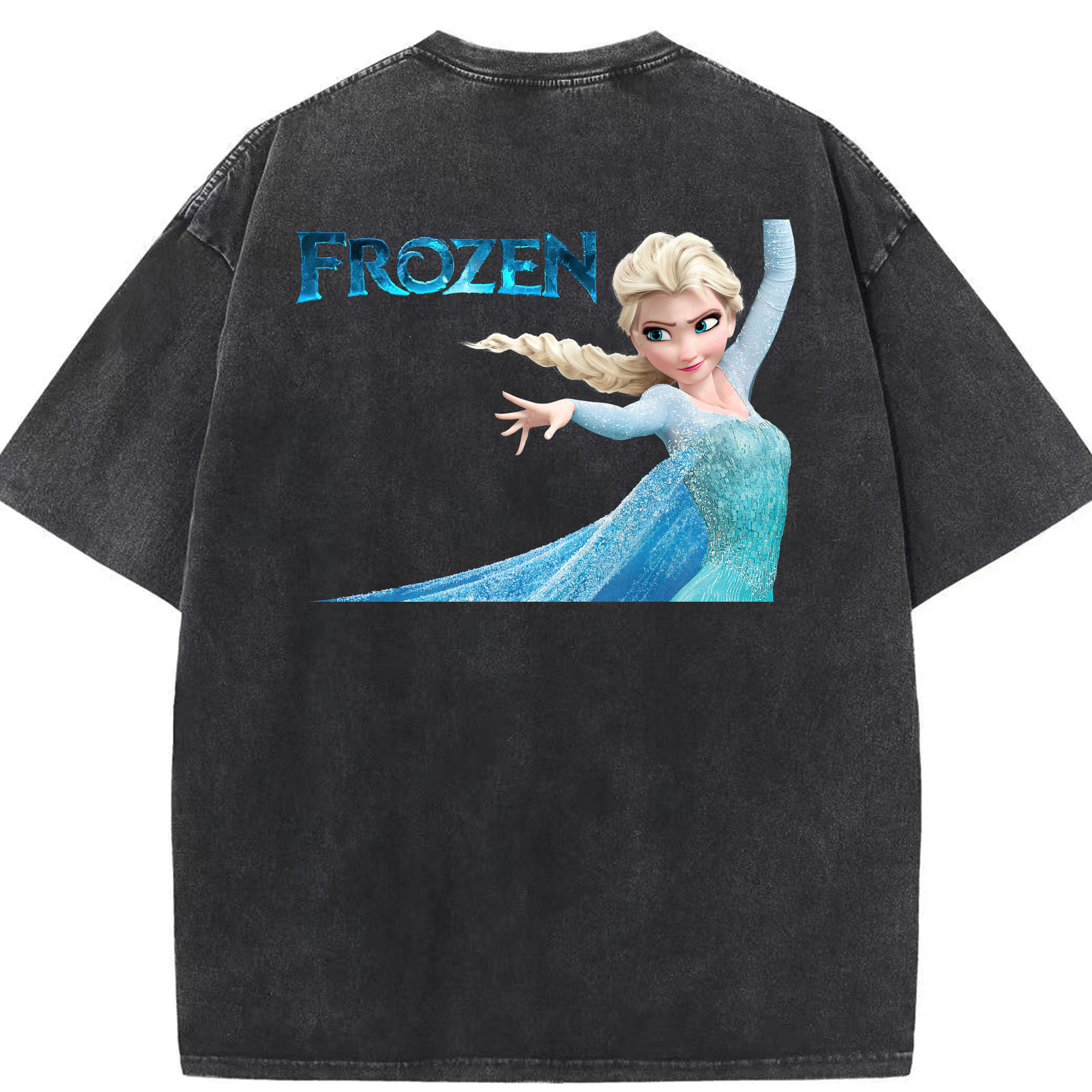（画像用） アナと雪の女王 アンナ エルサ Frozen Anna Elsa 綿100% ヴィンテージ風 半袖Tシャツ（背面プリント）