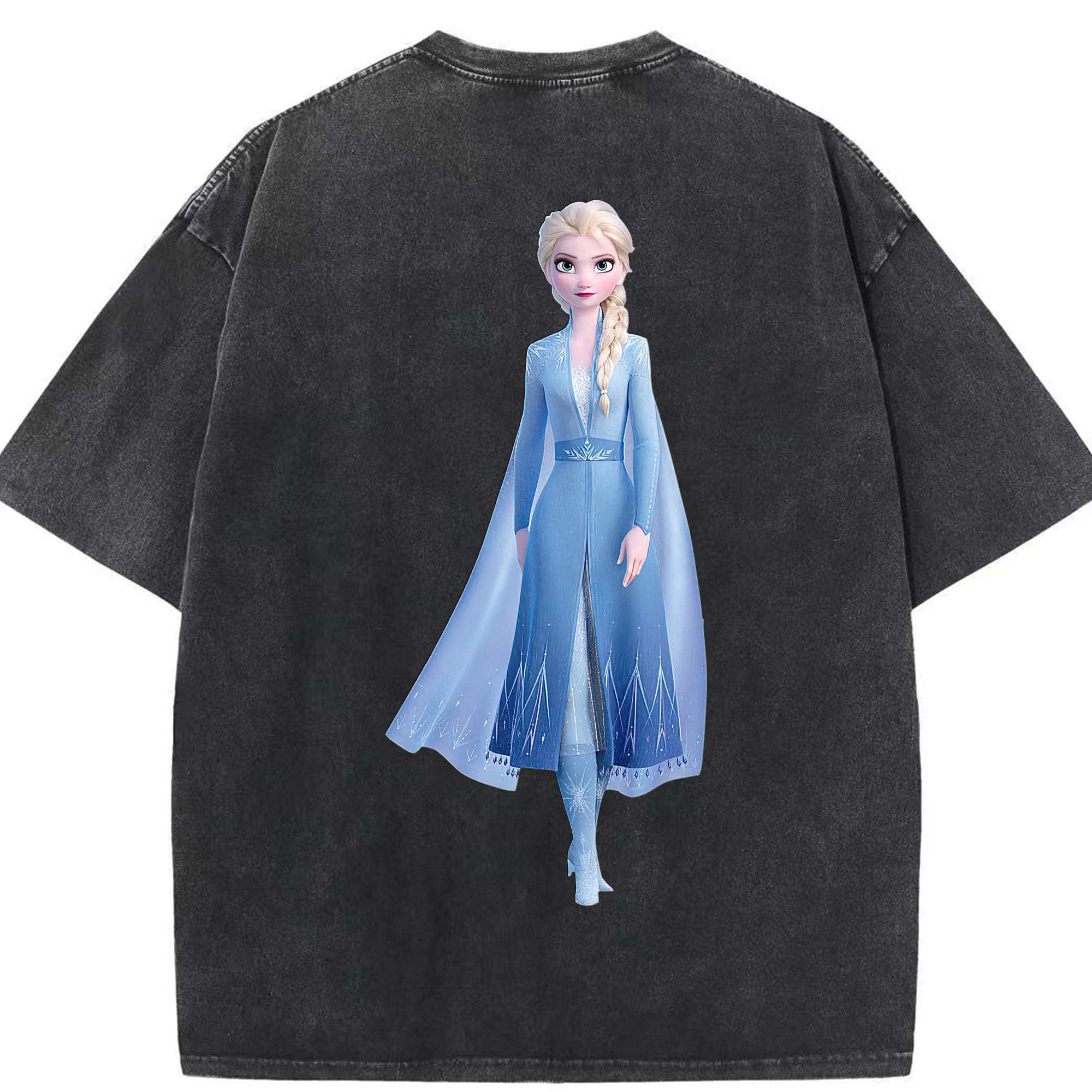 （画像用） アナと雪の女王 アンナ エルサ Frozen Anna Elsa 綿100% ヴィンテージ風 半袖Tシャツ（背面プリント）