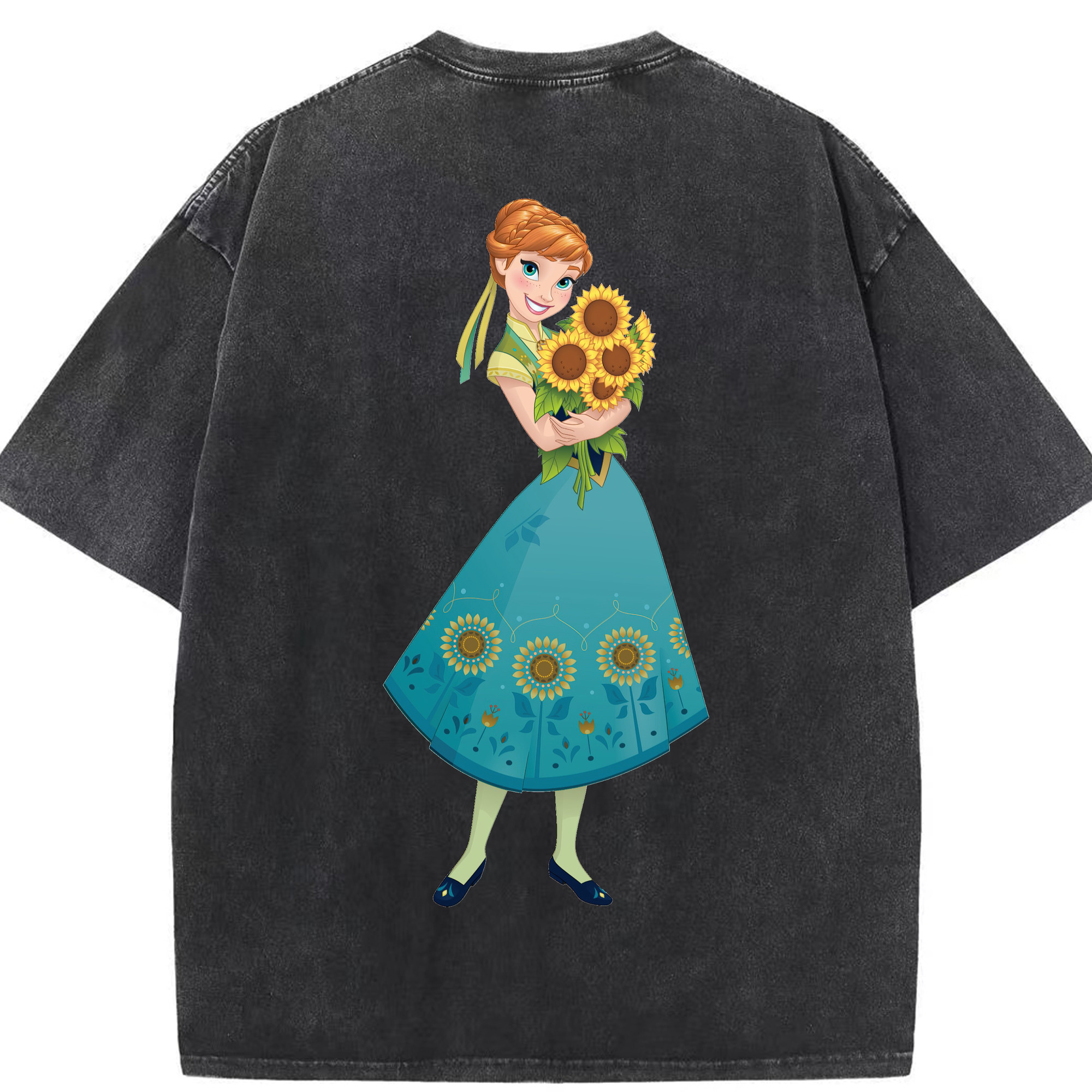 （画像用） アナと雪の女王 アンナ エルサ Frozen Anna Elsa 綿100% ヴィンテージ風 半袖Tシャツ（背面プリント）