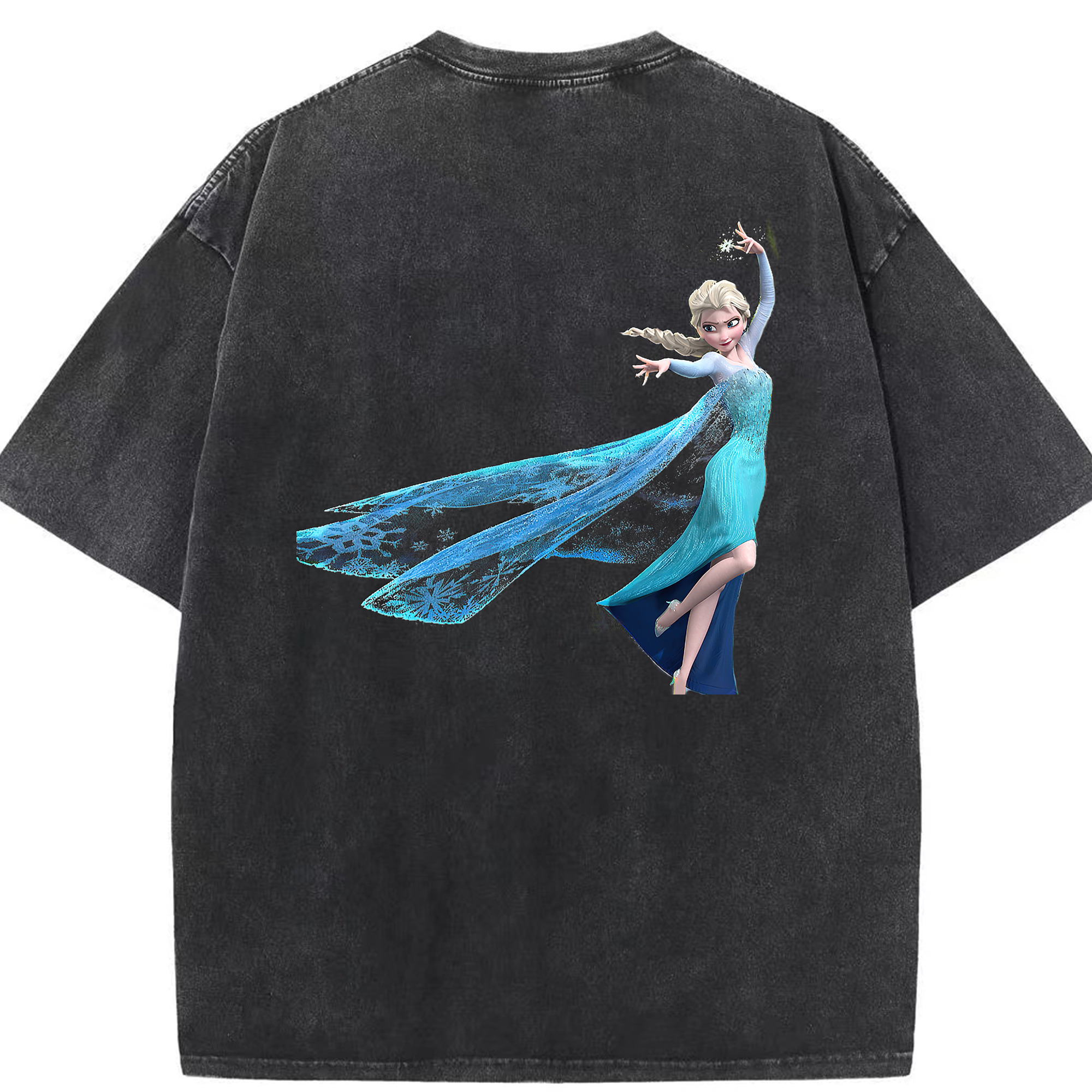 （画像用） アナと雪の女王 アンナ エルサ Frozen Anna Elsa 綿100% ヴィンテージ風 半袖Tシャツ（背面プリント）