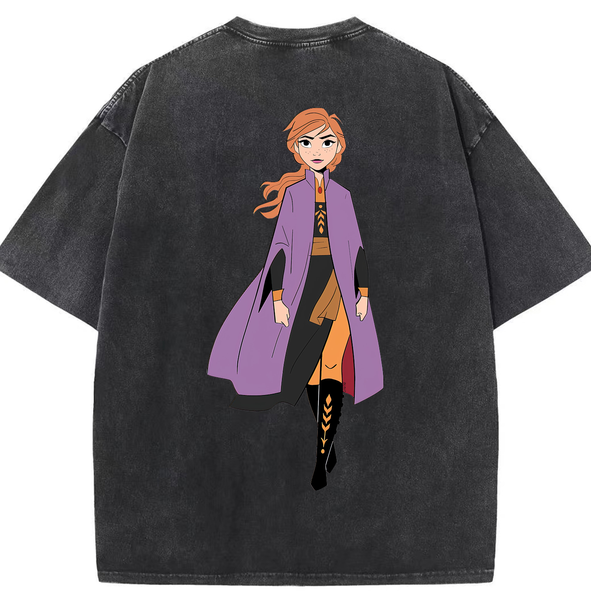 （画像用） アナと雪の女王 アンナ エルサ Frozen Anna Elsa 綿100% ヴィンテージ風 半袖Tシャツ（背面プリント）