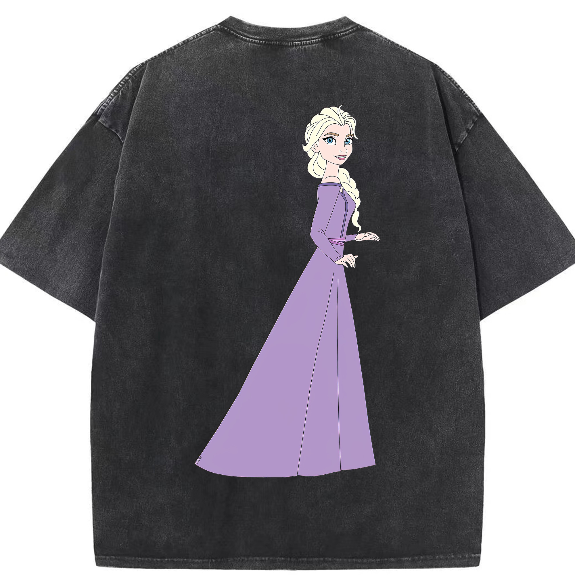 （画像用） アナと雪の女王 アンナ エルサ Frozen Anna Elsa 綿100% ヴィンテージ風 半袖Tシャツ（背面プリント）