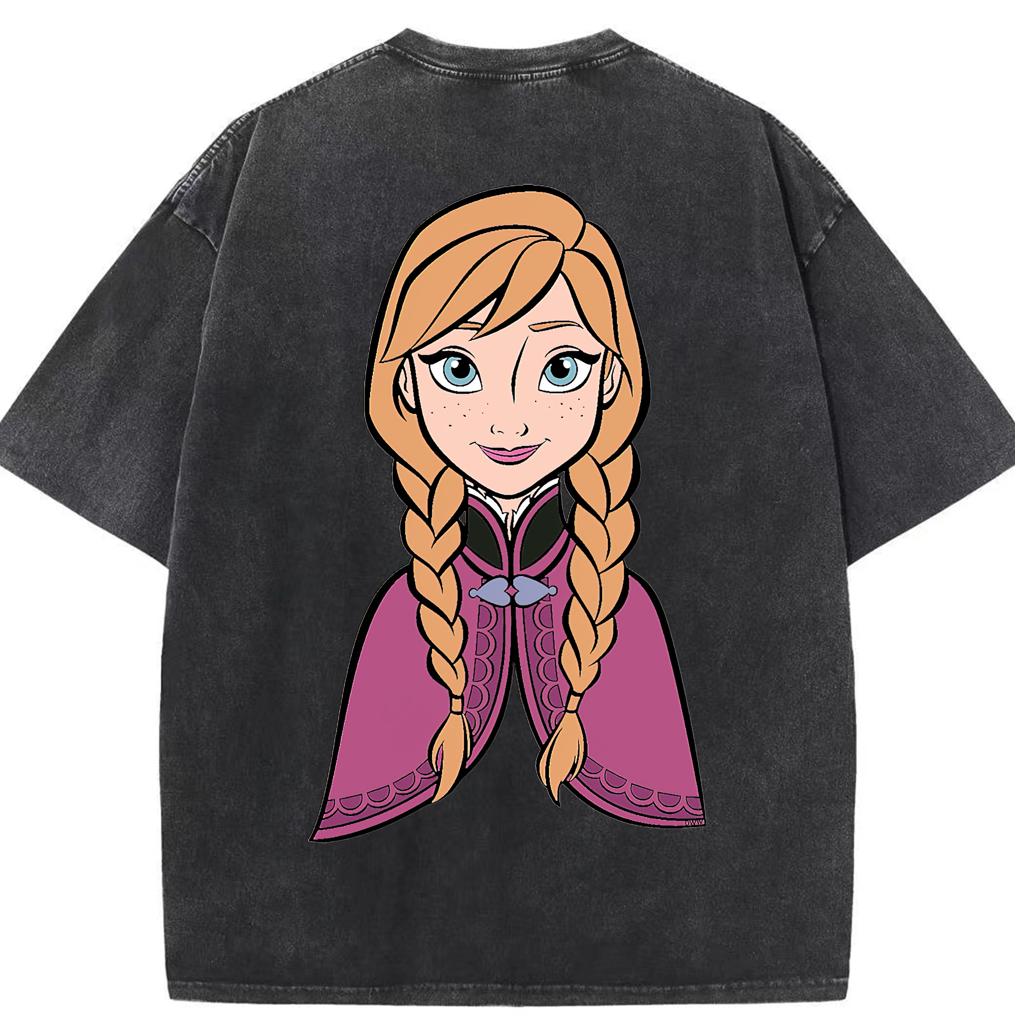 （画像用） アナと雪の女王 アンナ エルサ Frozen Anna Elsa 綿100% ヴィンテージ風 半袖Tシャツ（背面プリント）