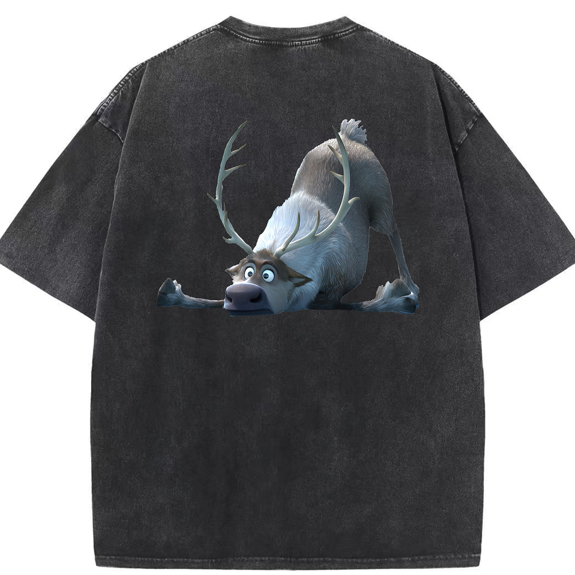 （画像用） アナと雪の女王 アンナ エルサ Frozen Anna Elsa 綿100% ヴィンテージ風 半袖Tシャツ（背面プリント）