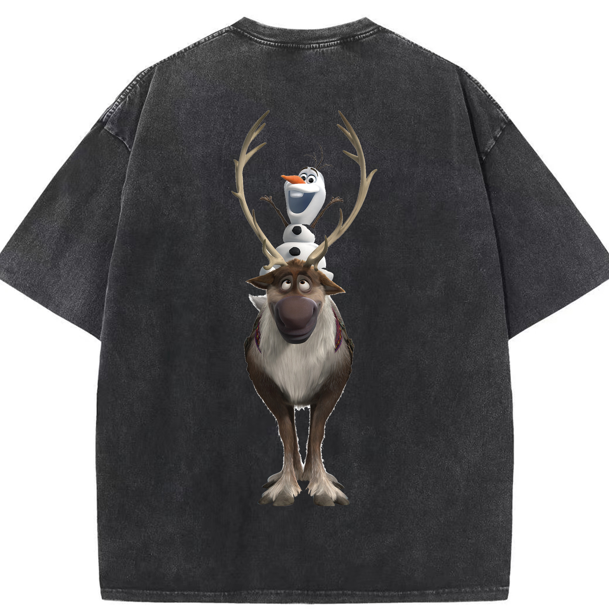 （画像用） アナと雪の女王 アンナ エルサ Frozen Anna Elsa 綿100% ヴィンテージ風 半袖Tシャツ（背面プリント）