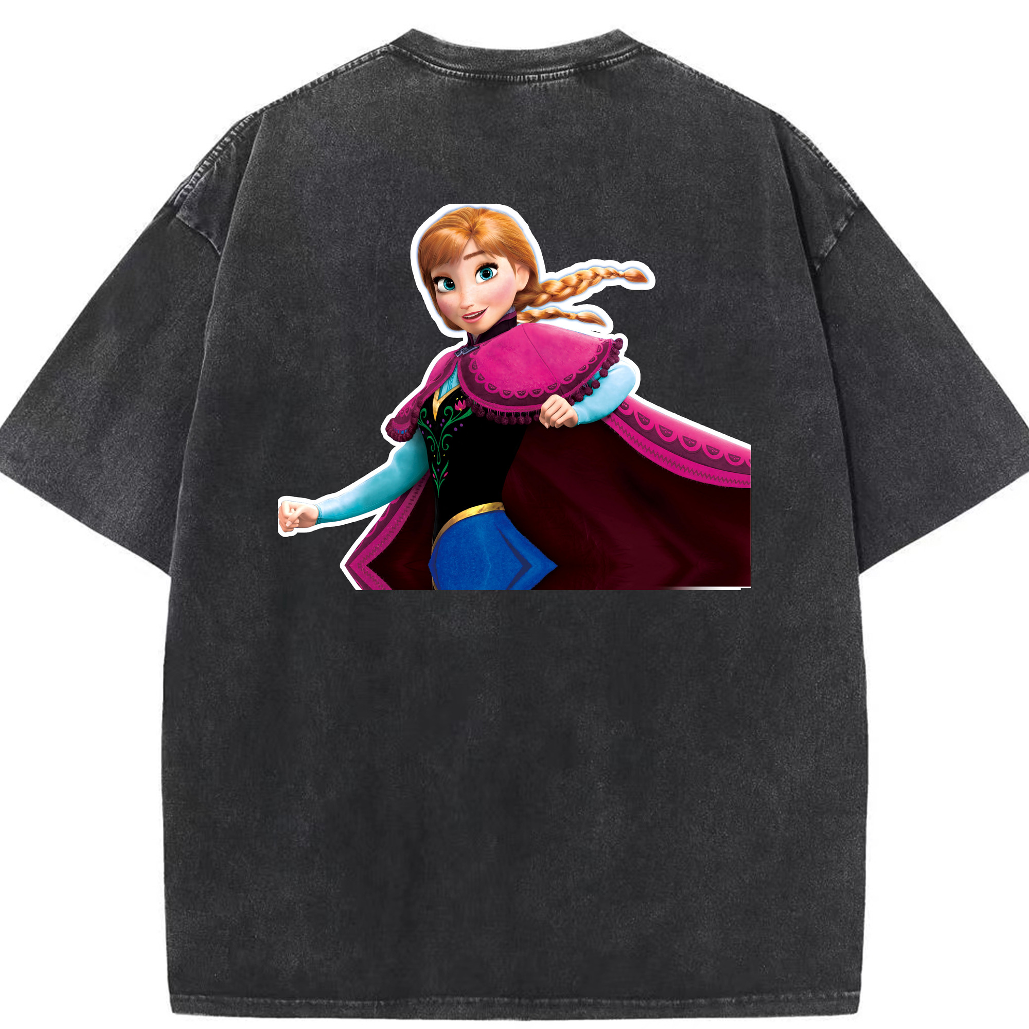 （画像用） アナと雪の女王 アンナ エルサ Frozen Anna Elsa 綿100% ヴィンテージ風 半袖Tシャツ（背面プリント）