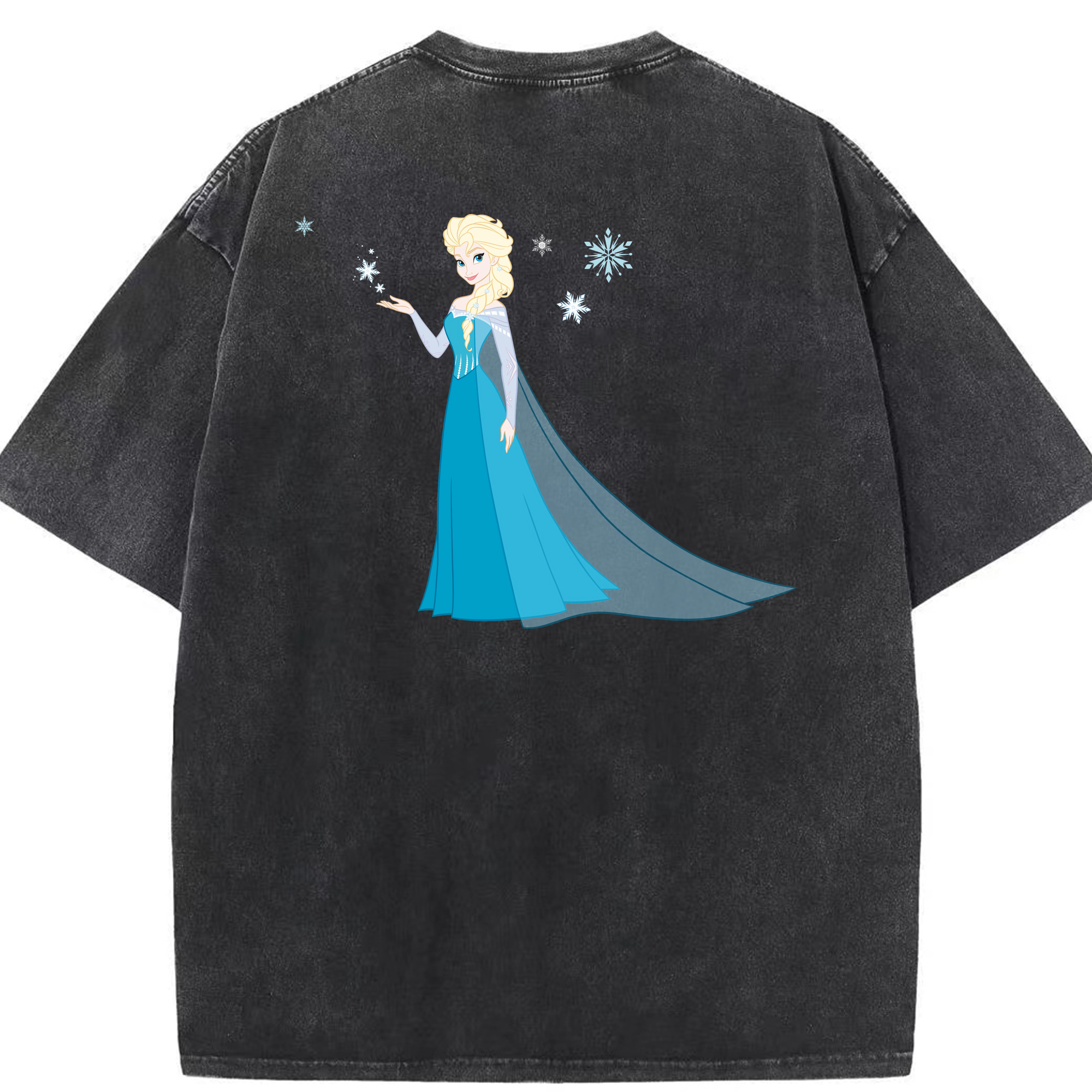 （画像用） アナと雪の女王 アンナ エルサ Frozen Anna Elsa 綿100% ヴィンテージ風 半袖Tシャツ（背面プリント）