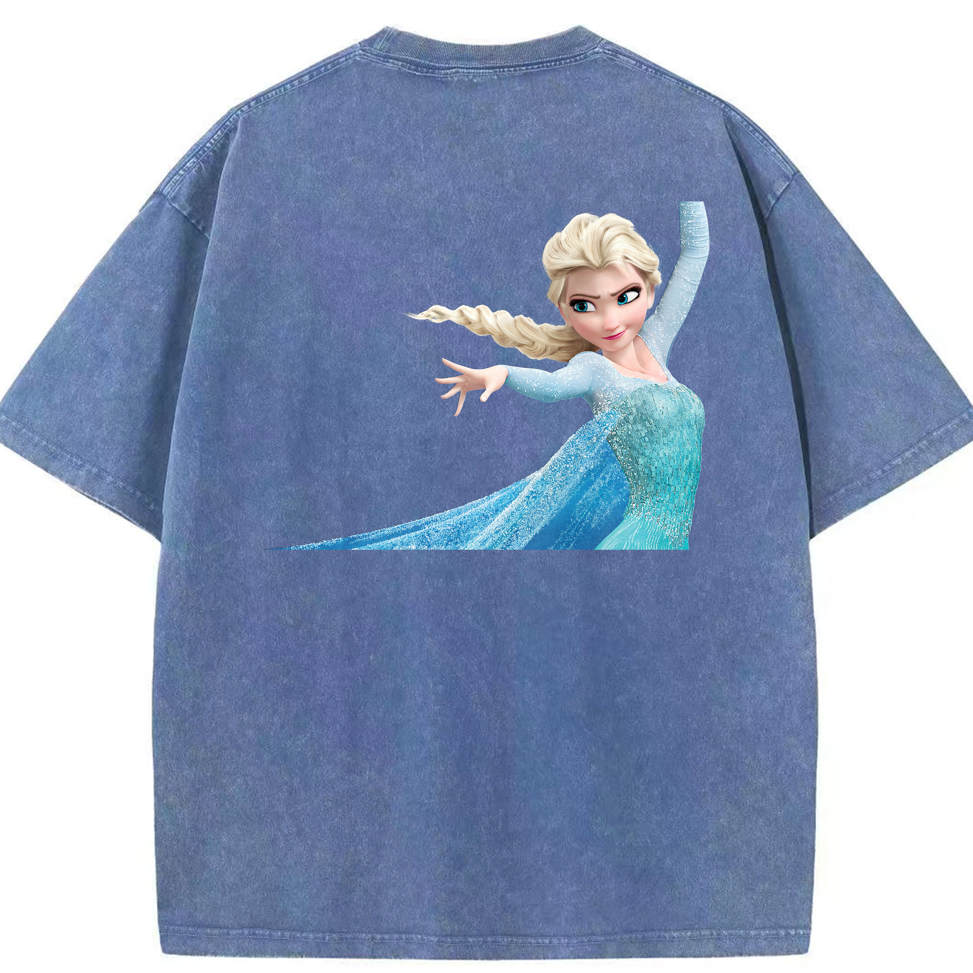 （画像用） アナと雪の女王 アンナ エルサ Frozen Anna Elsa 綿100% ヴィンテージ風 半袖Tシャツ（背面プリント）