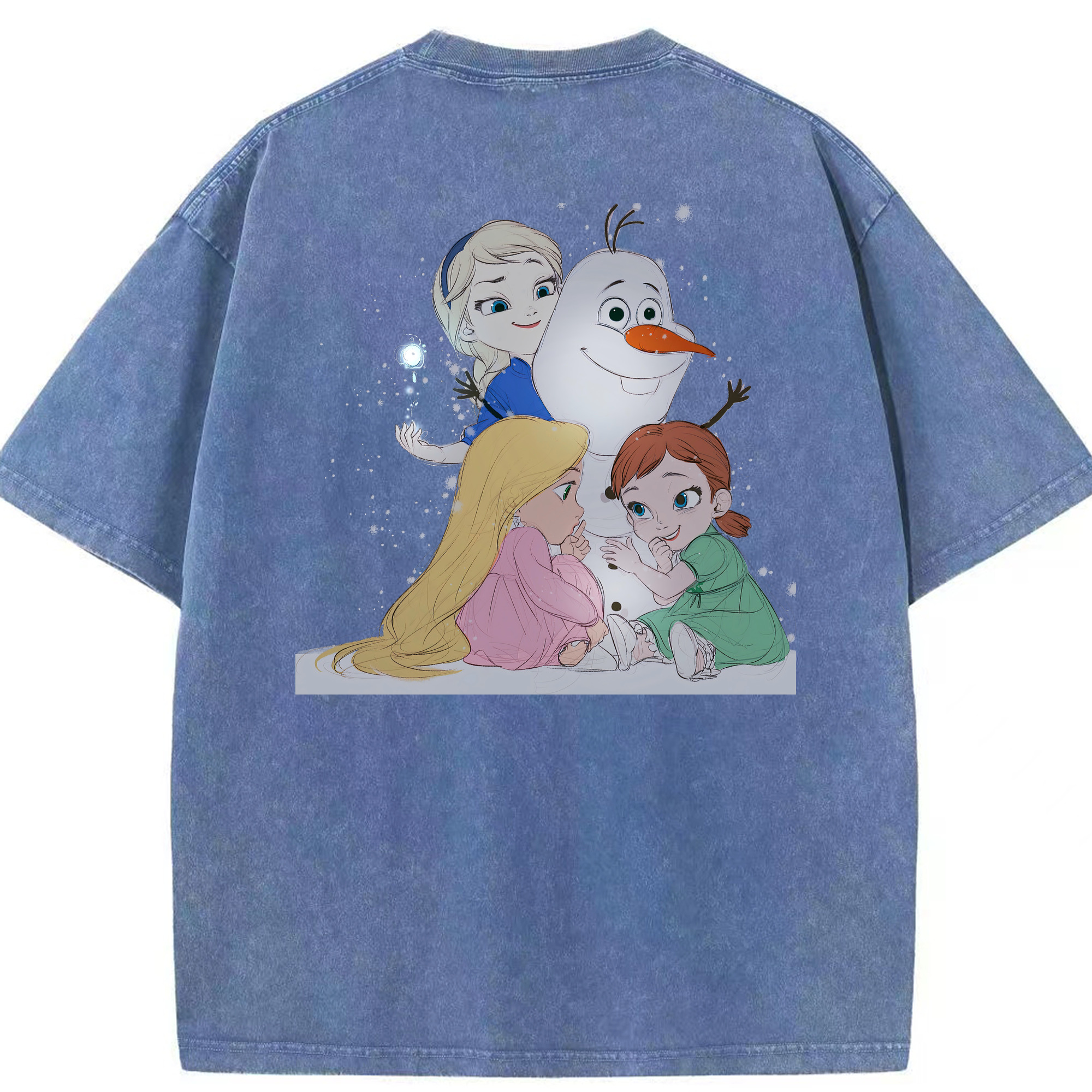 （画像用） アナと雪の女王 アンナ エルサ Frozen Anna Elsa 綿100% ヴィンテージ風 半袖Tシャツ（背面プリント）