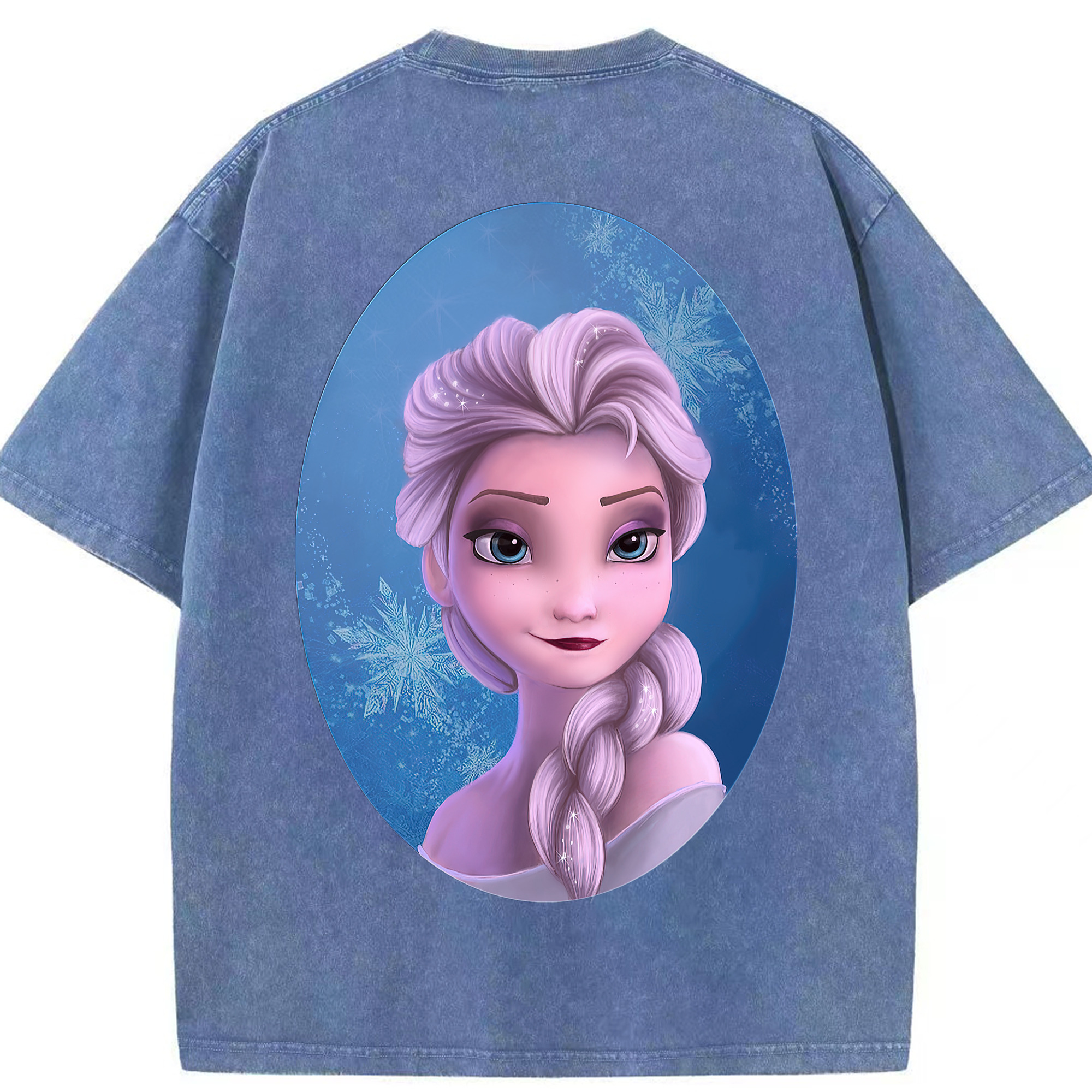 （画像用） アナと雪の女王 アンナ エルサ Frozen Anna Elsa 綿100% ヴィンテージ風 半袖Tシャツ（背面プリント）
