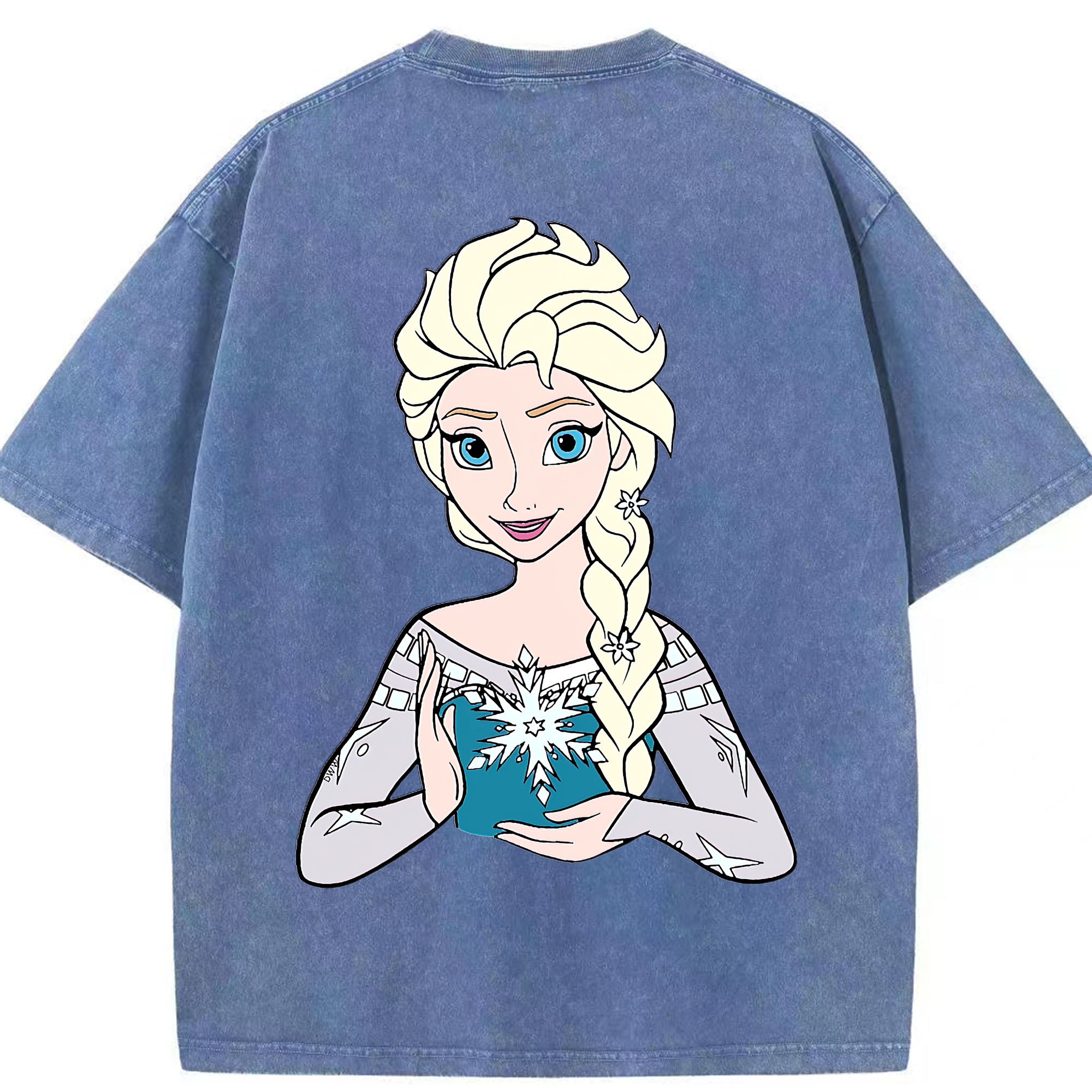 （画像用） アナと雪の女王 アンナ エルサ Frozen Anna Elsa 綿100% ヴィンテージ風 半袖Tシャツ（背面プリント）