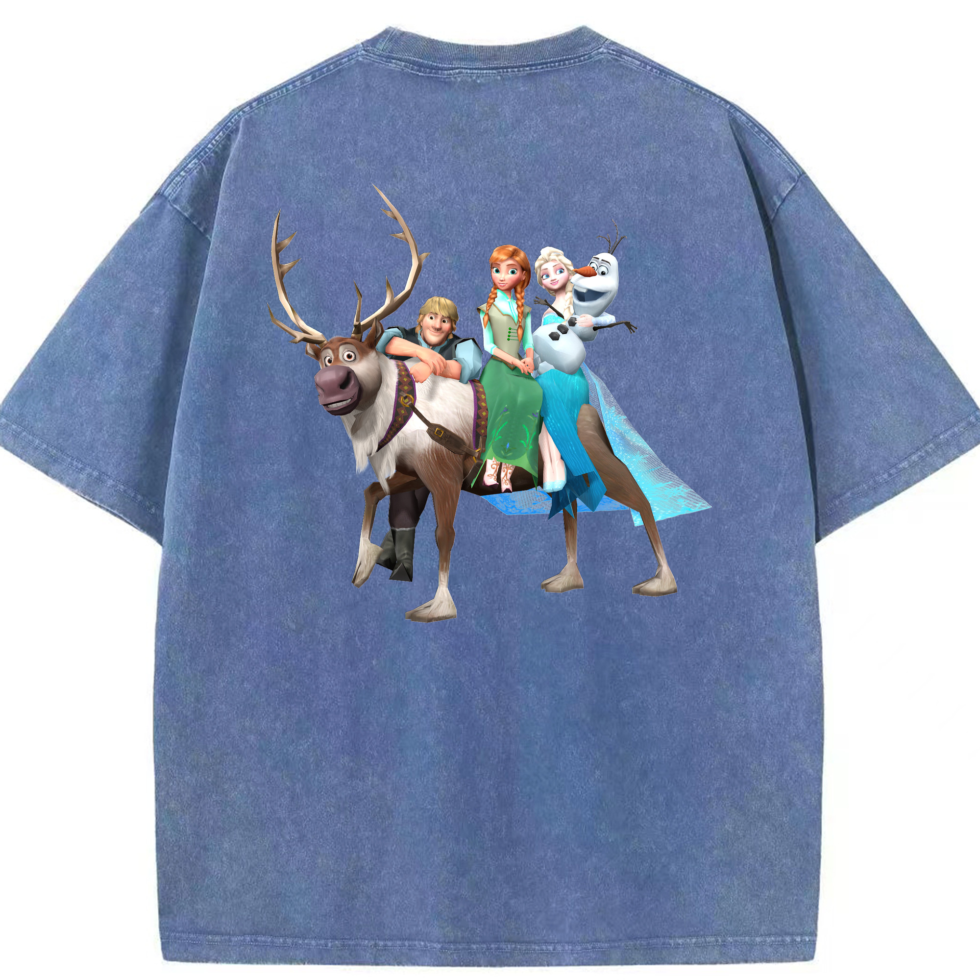（画像用） アナと雪の女王 アンナ エルサ Frozen Anna Elsa 綿100% ヴィンテージ風 半袖Tシャツ（背面プリント）