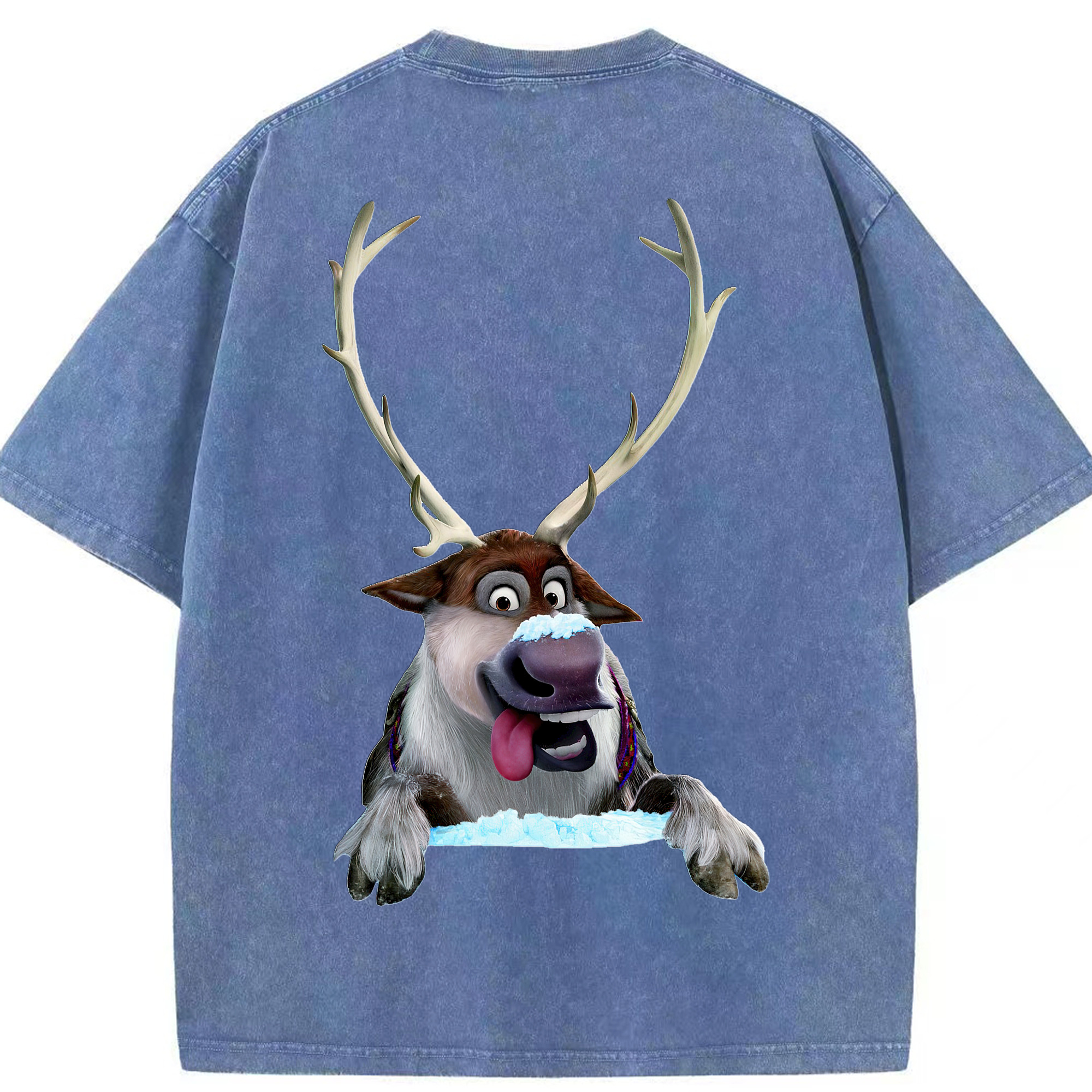 （画像用） アナと雪の女王 アンナ エルサ Frozen Anna Elsa 綿100% ヴィンテージ風 半袖Tシャツ（背面プリント）