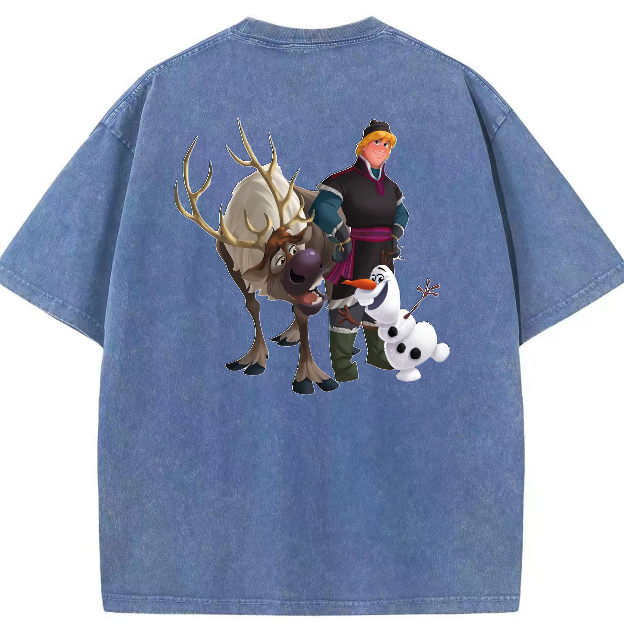 （画像用） アナと雪の女王 アンナ エルサ Frozen Anna Elsa 綿100% ヴィンテージ風 半袖Tシャツ（背面プリント）