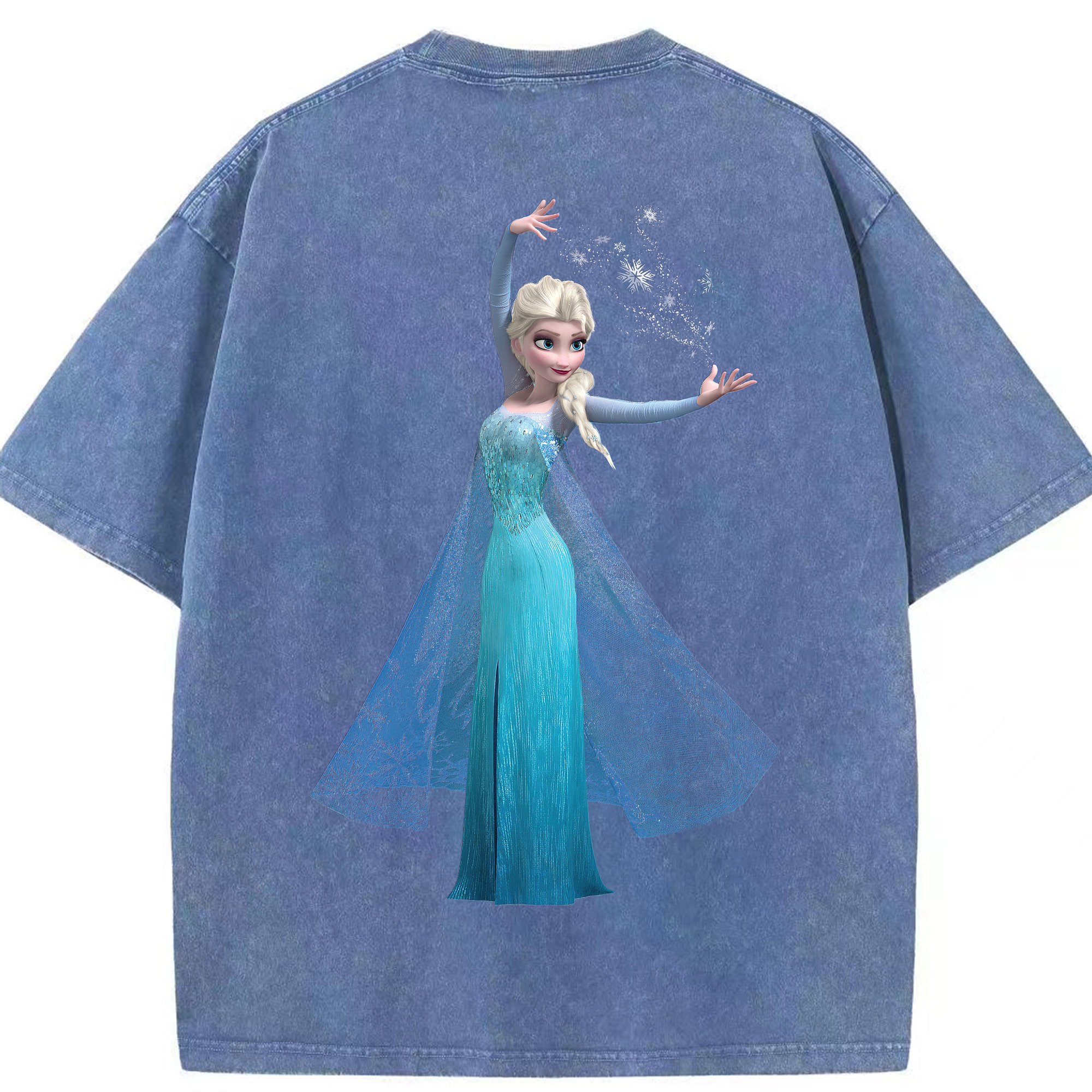 （画像用） アナと雪の女王 アンナ エルサ Frozen Anna Elsa 綿100% ヴィンテージ風 半袖Tシャツ（背面プリント）