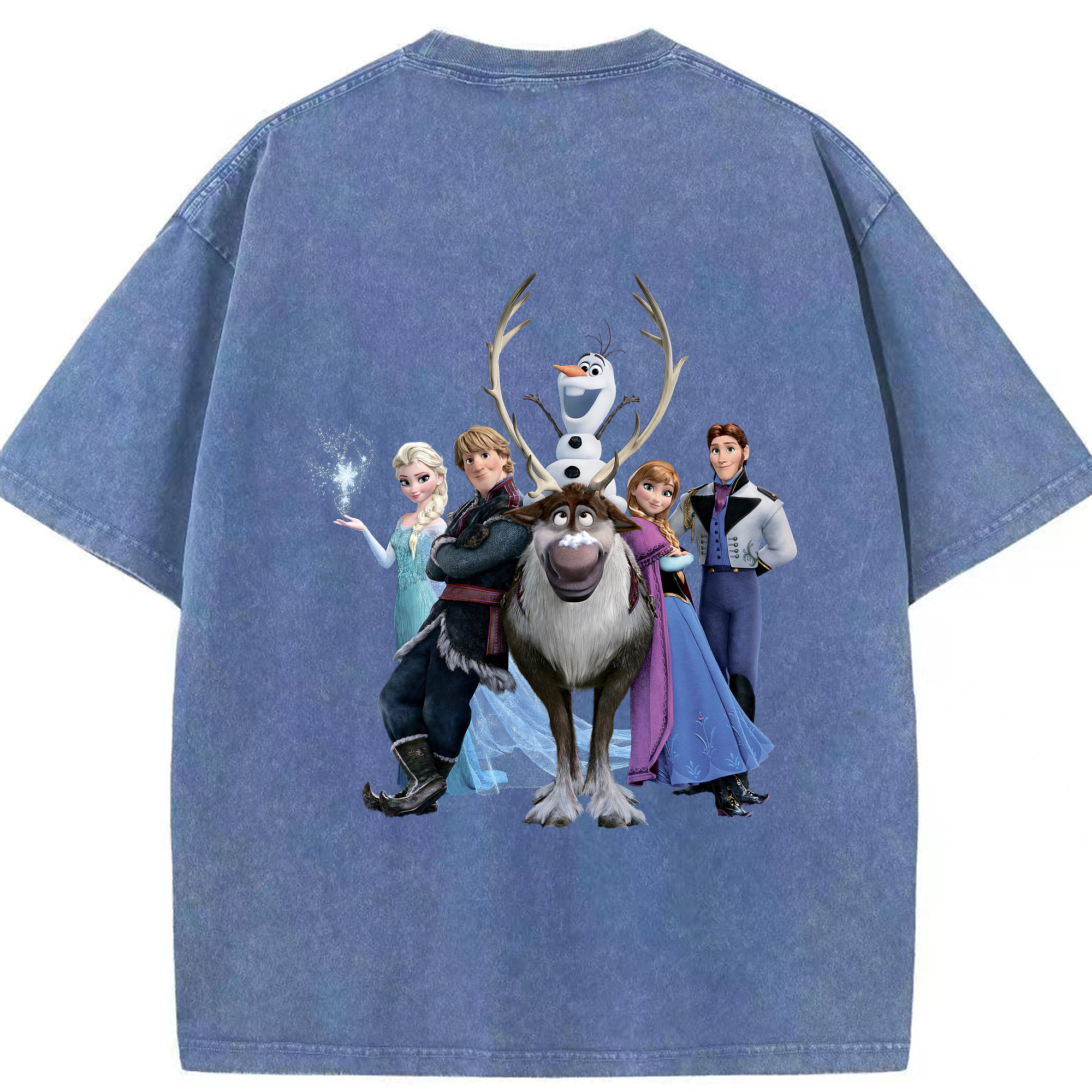 （画像用） アナと雪の女王 アンナ エルサ Frozen Anna Elsa 綿100% ヴィンテージ風 半袖Tシャツ（背面プリント）