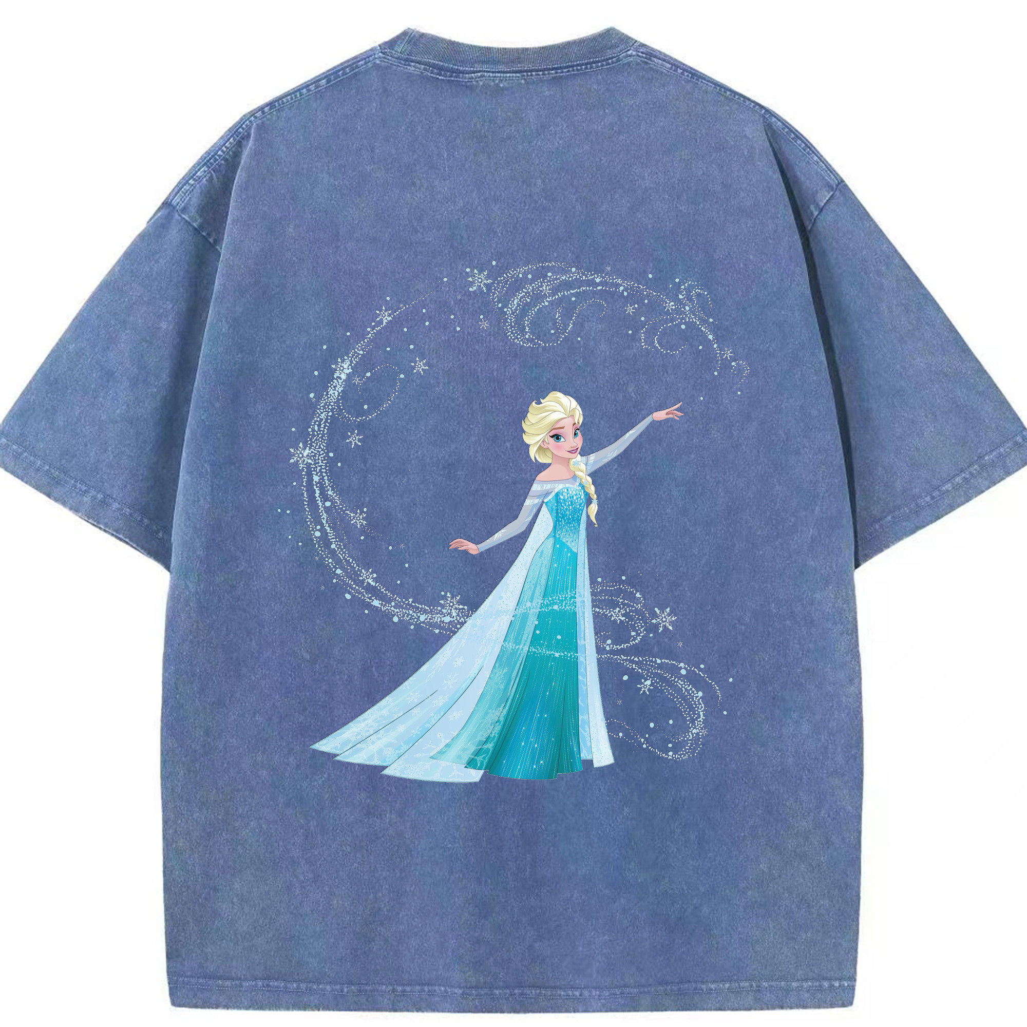 （画像用） アナと雪の女王 アンナ エルサ Frozen Anna Elsa 綿100% ヴィンテージ風 半袖Tシャツ（背面プリント）