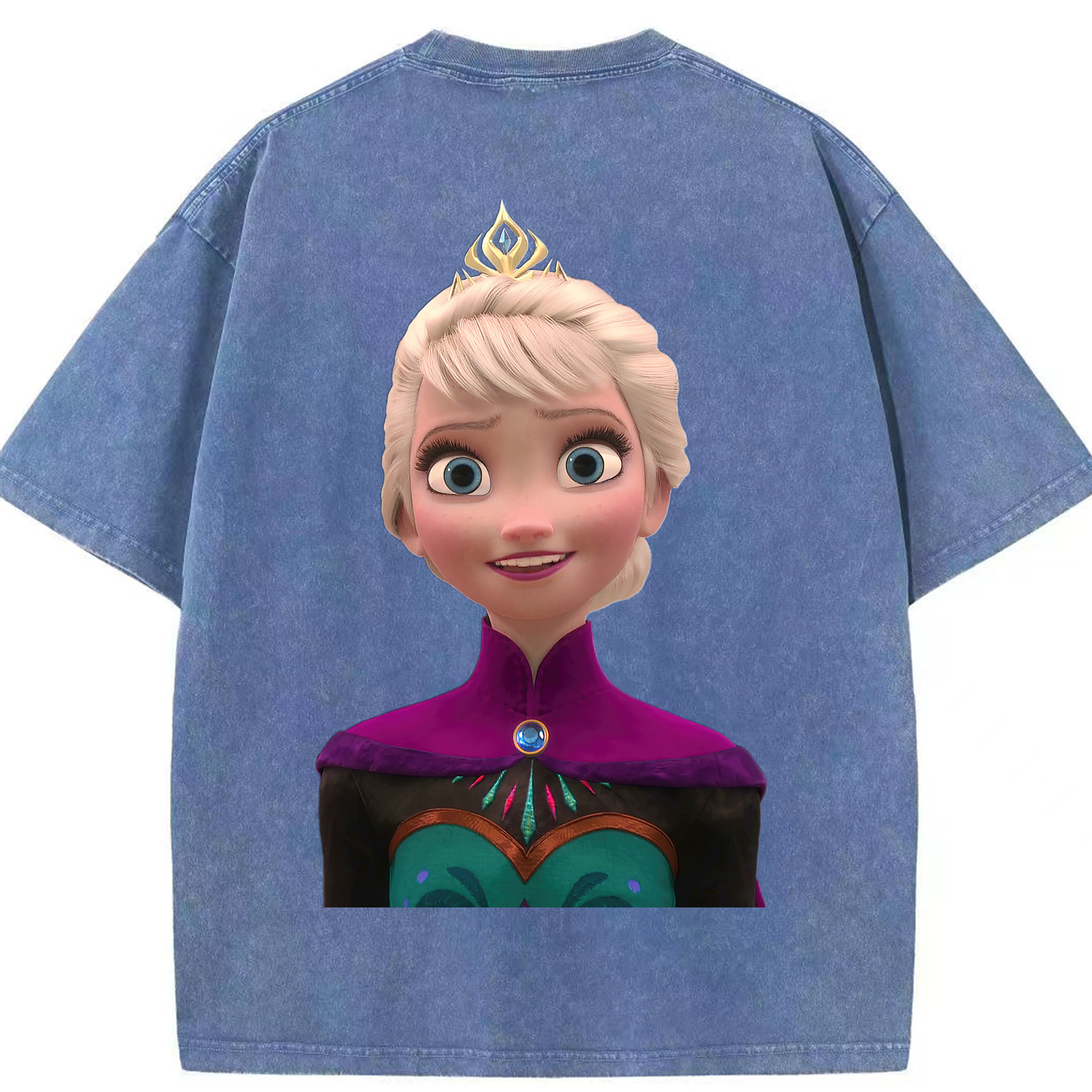 （画像用） アナと雪の女王 アンナ エルサ Frozen Anna Elsa 綿100% ヴィンテージ風 半袖Tシャツ（背面プリント）
